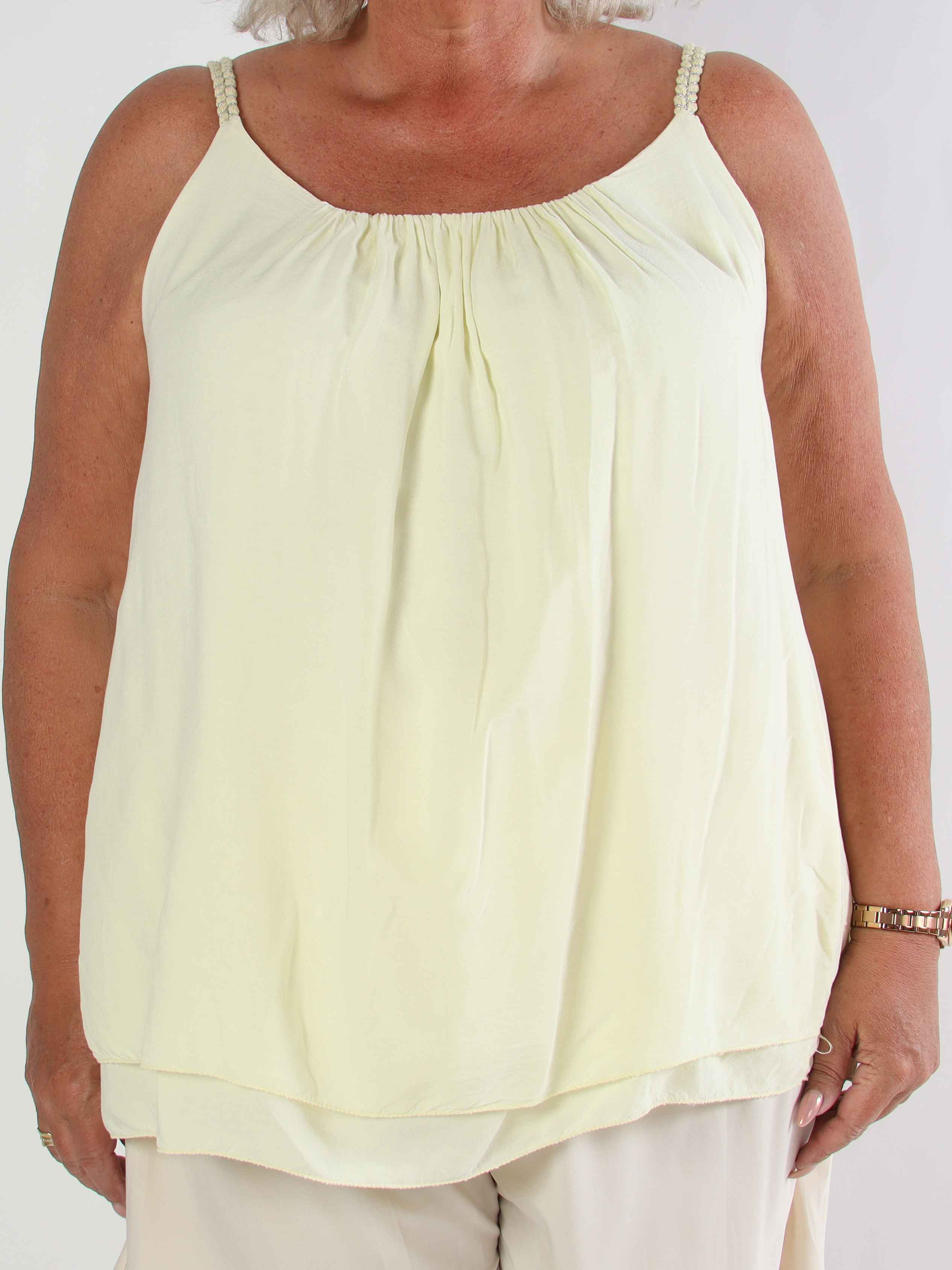 Chalkis Top - Plus size top i blød viskose med flettet stropper