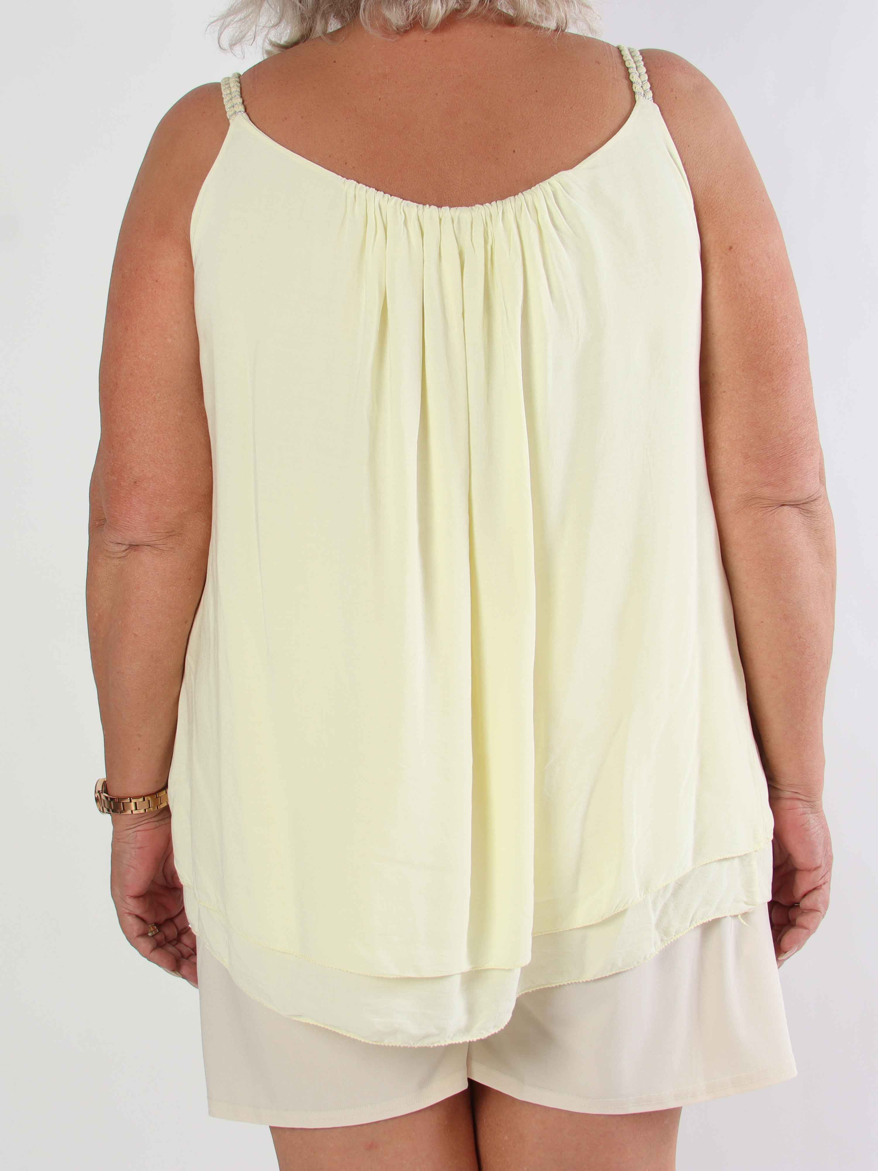 Chalkis Top - Plus size top i blød viskose med flettet stropper