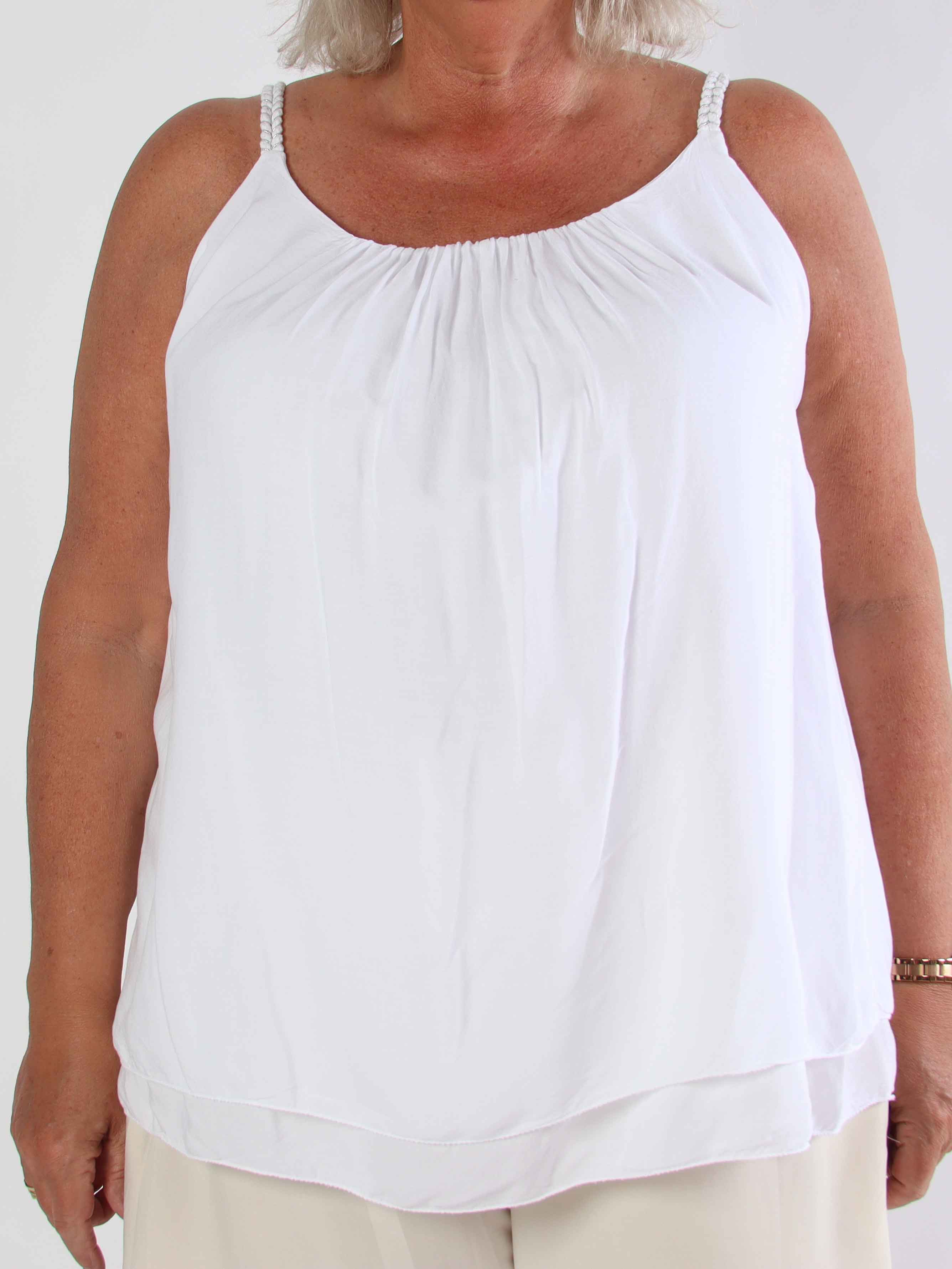 Chalkis Top - Plus size top i blød viskose med flettet stropper