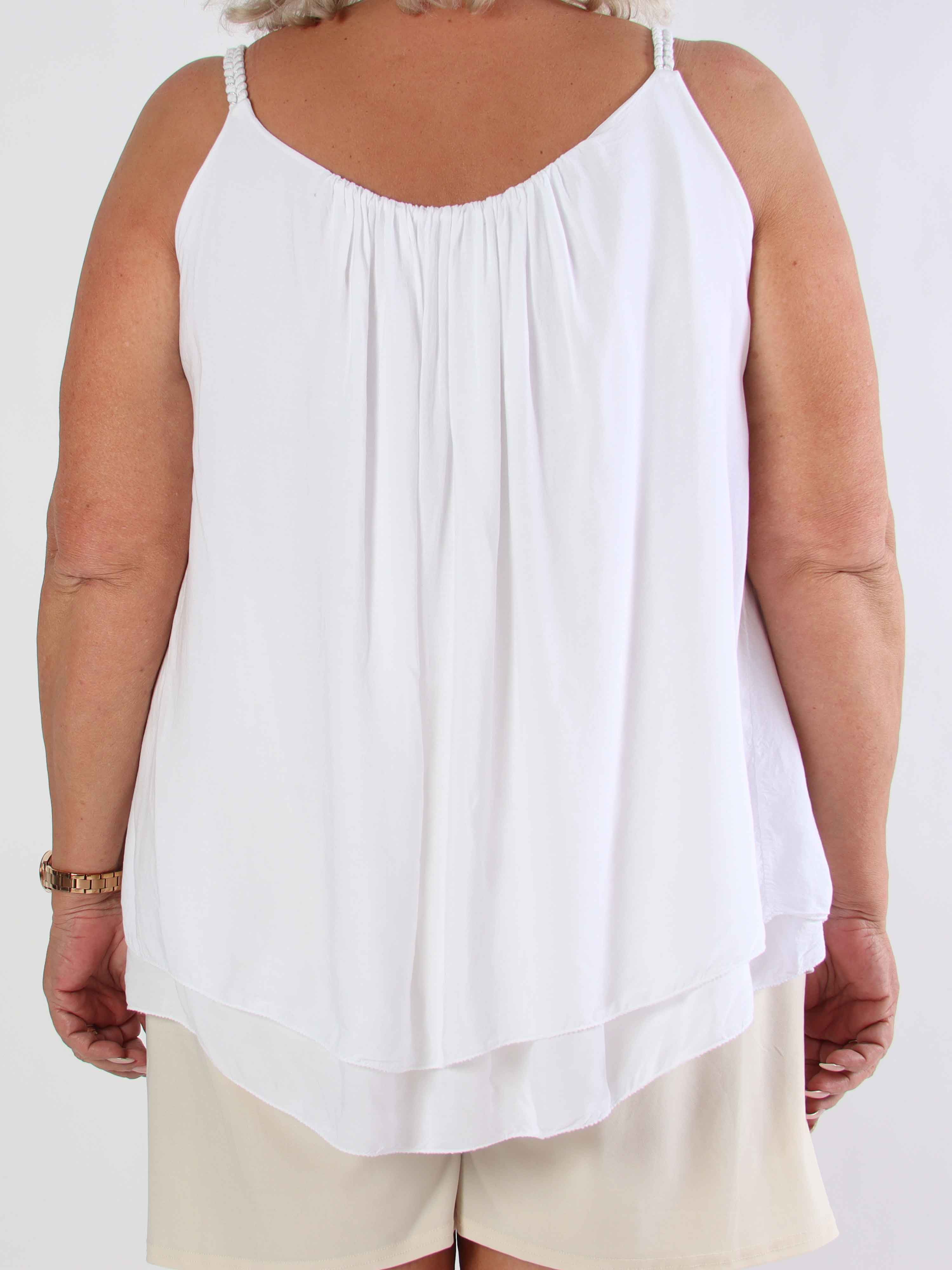 Chalkis Top - Plus size top i blød viskose med flettet stropper