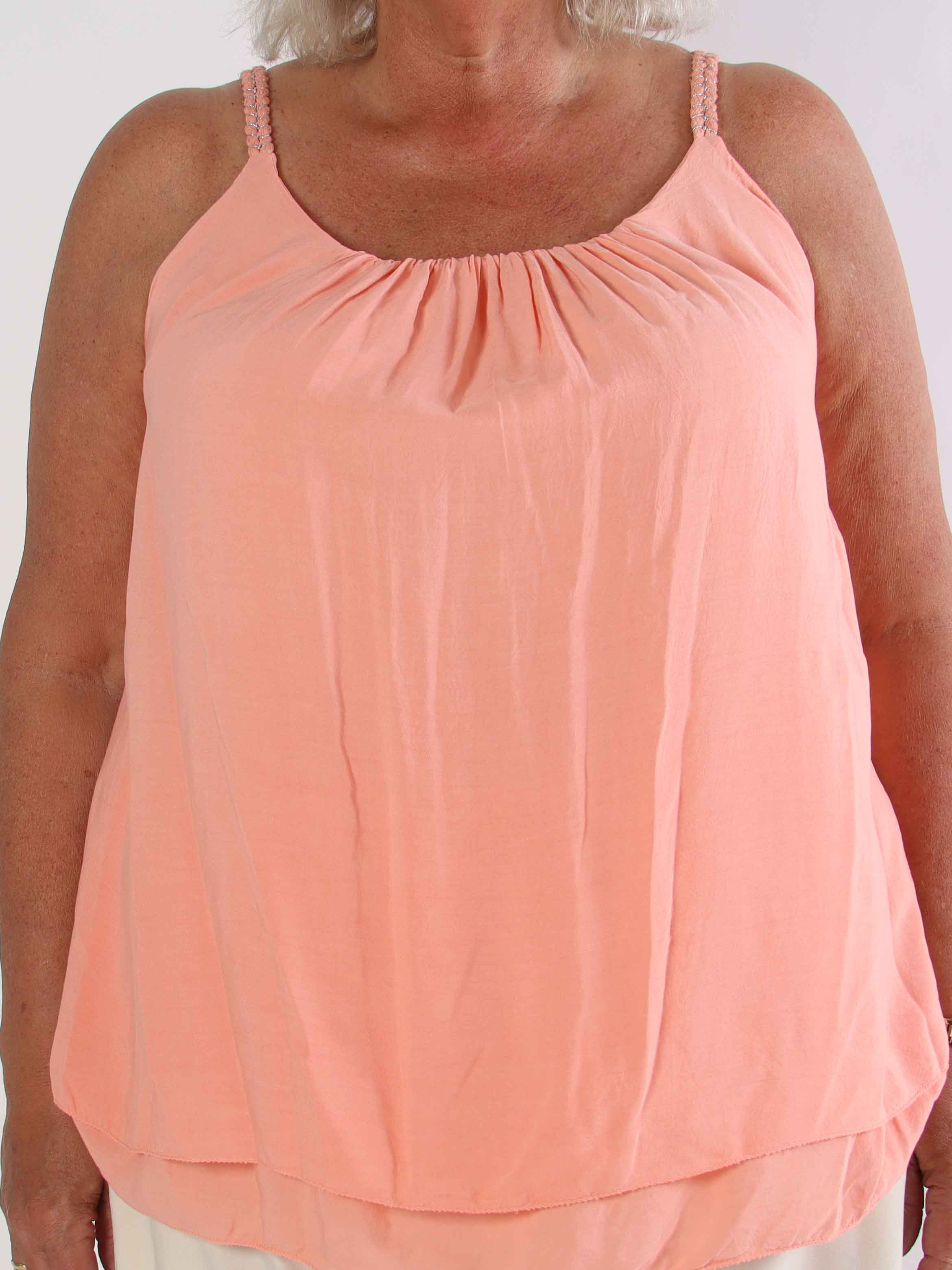 Chalkis Top - Plus size top i blød viskose med flettet stropper