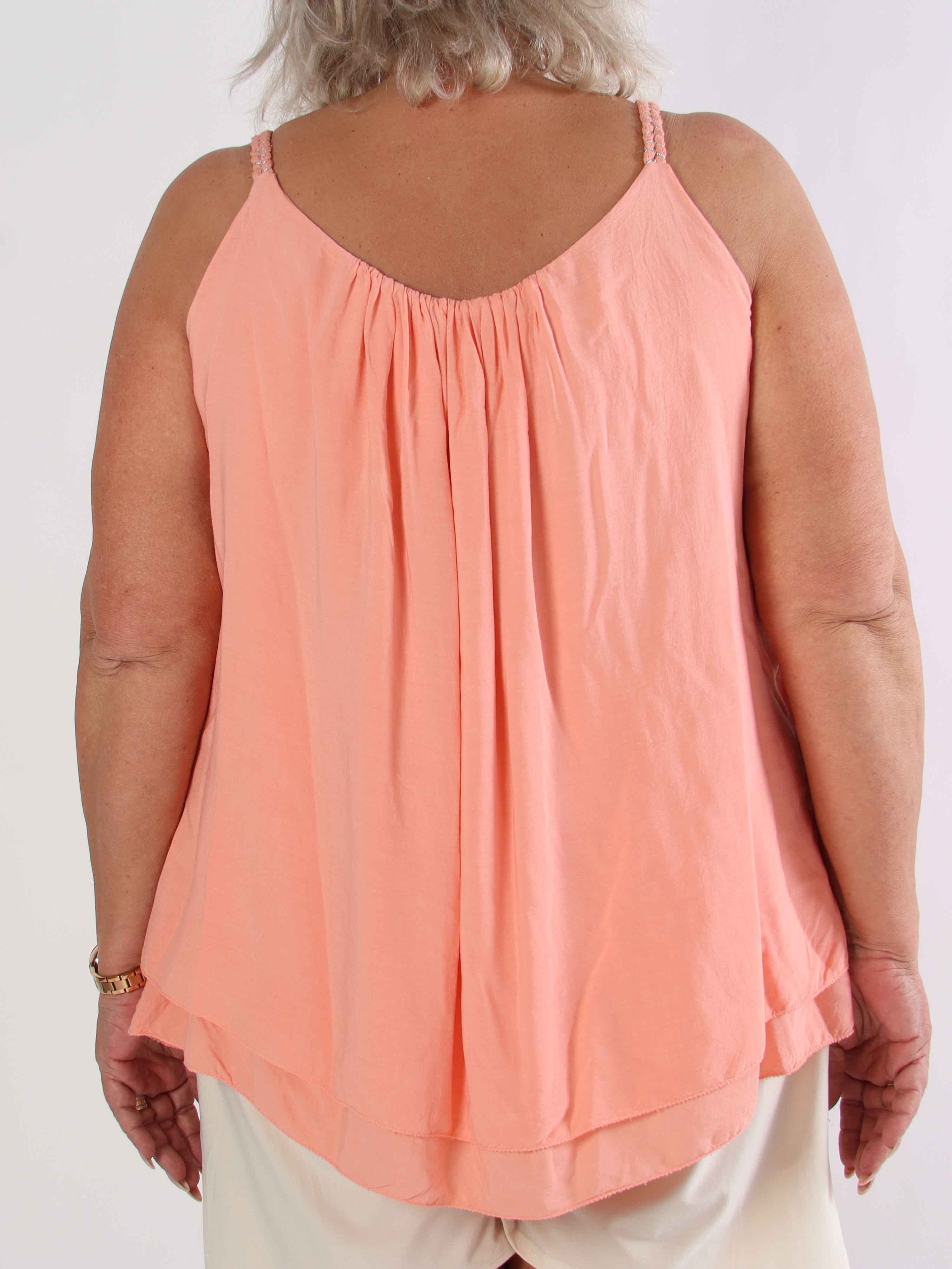 Chalkis Top - Plus size top i blød viskose med flettet stropper