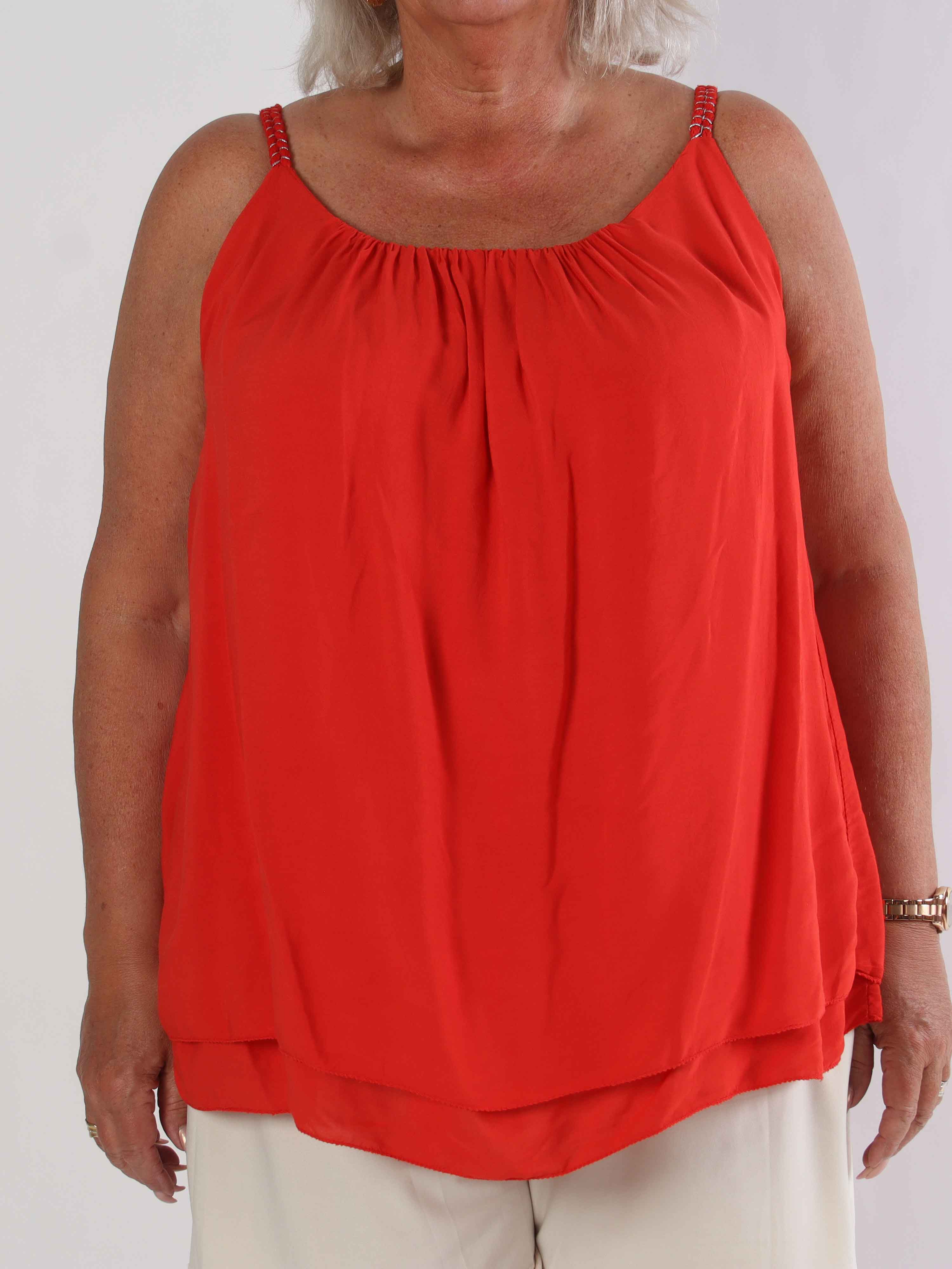 Chalkis Top - Plus size top i blød viskose med flettet stropper