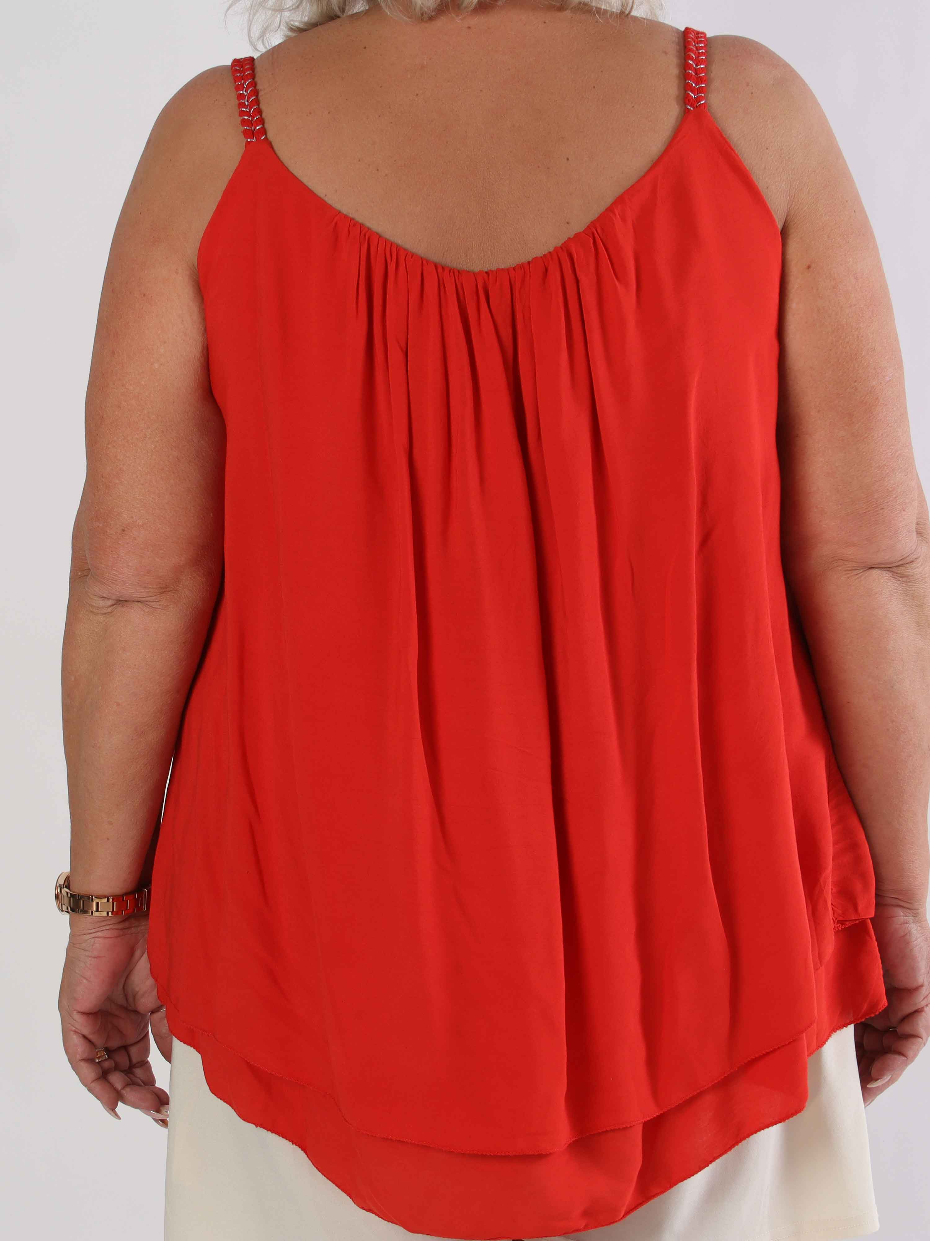 Chalkis Top - Plus size top i blød viskose med flettet stropper