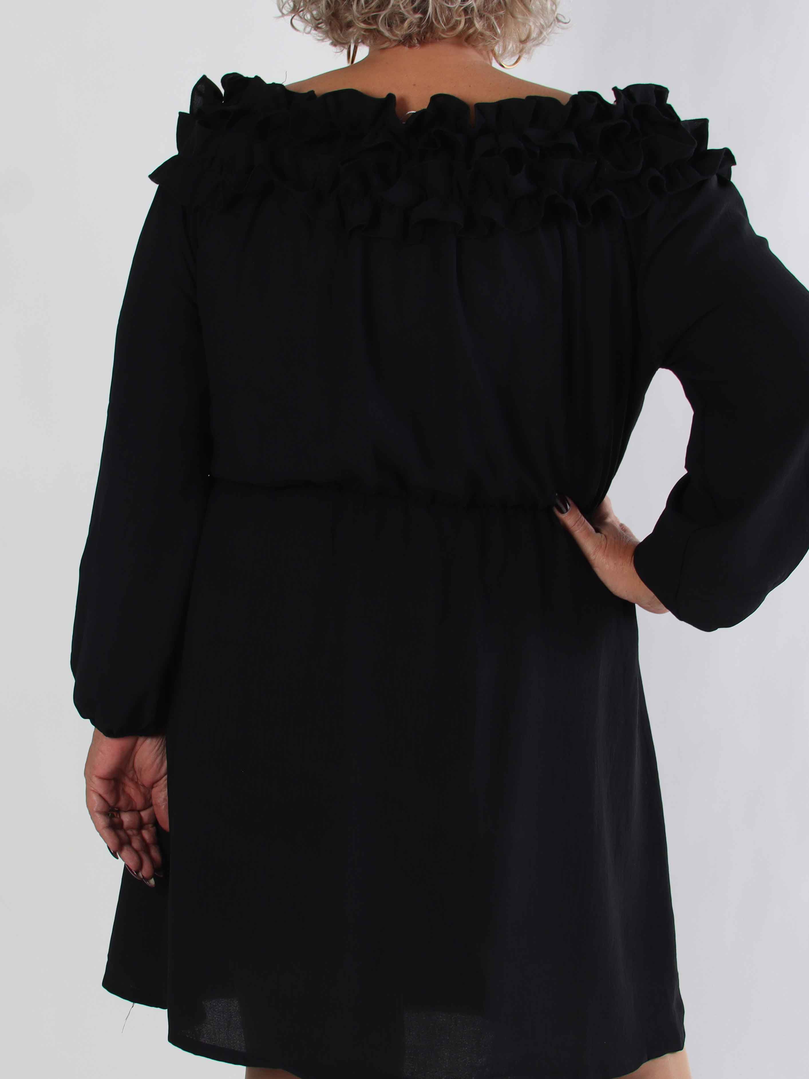 Chili Fitted Dress - Plus size kjole med flæsekant og elastik i taljen