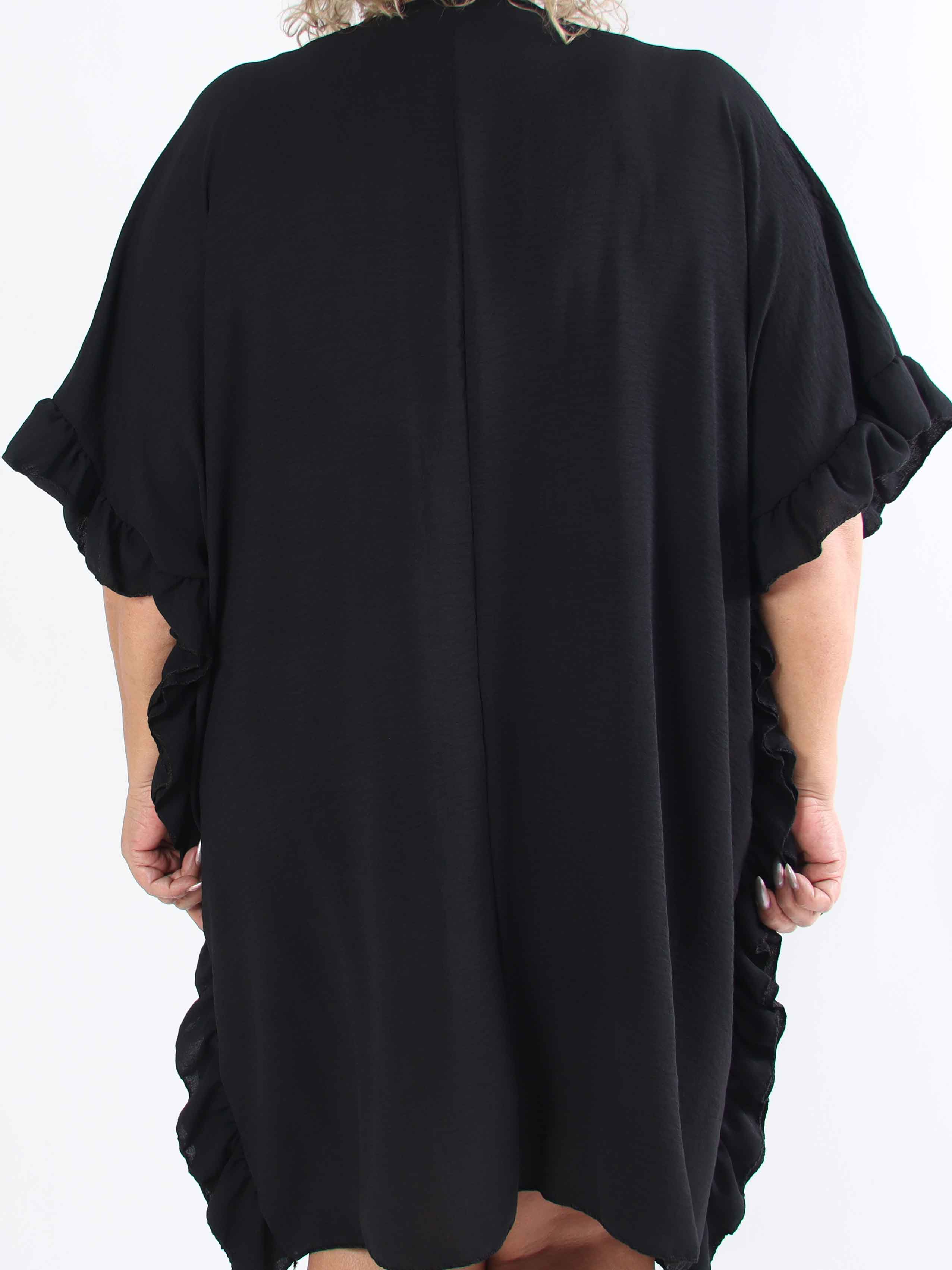 Cille - Plus size tunika med flæsekanter i siderne