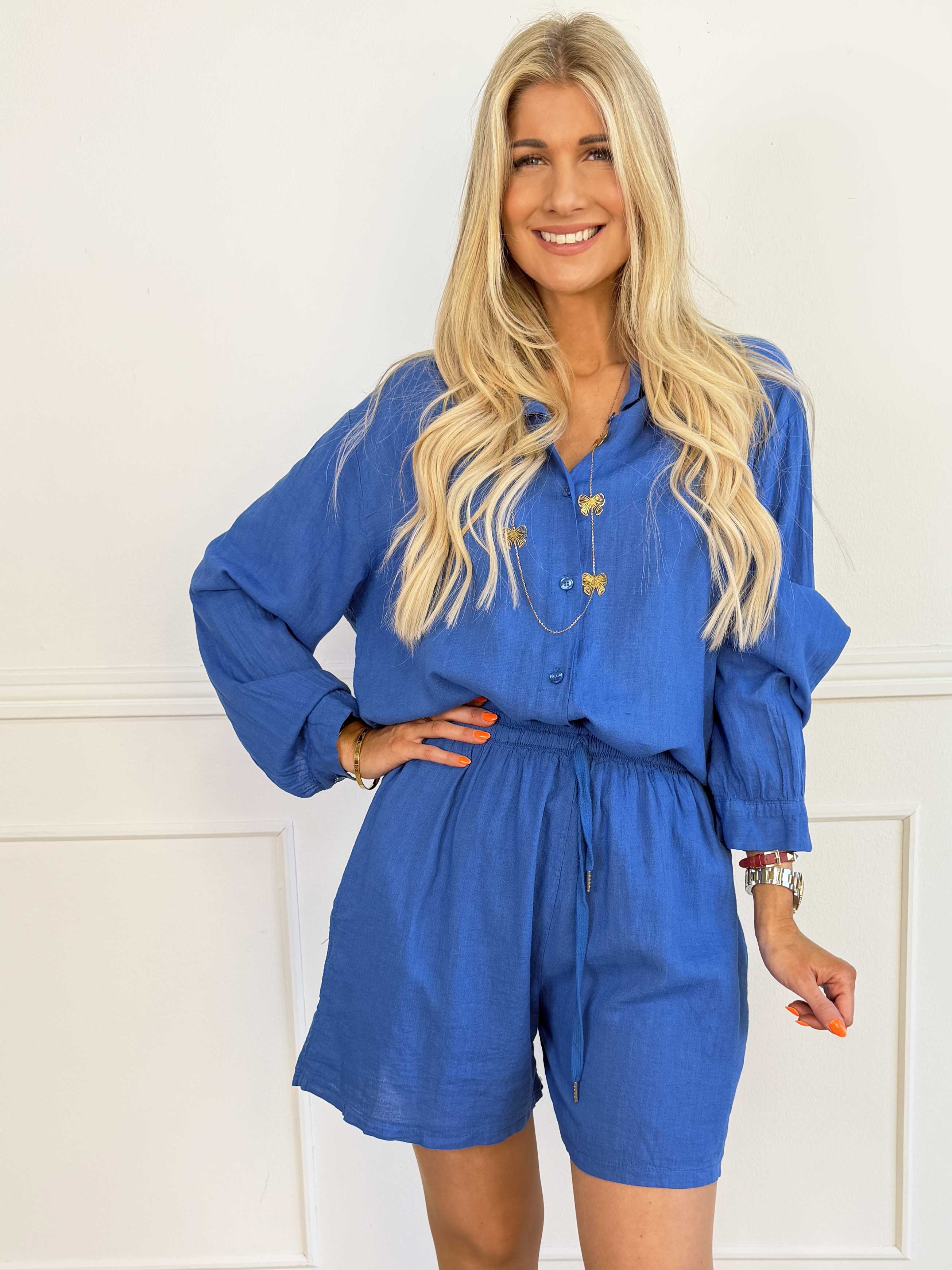 Clara Shirt - Ensfarvet skjorte i viskose og hør