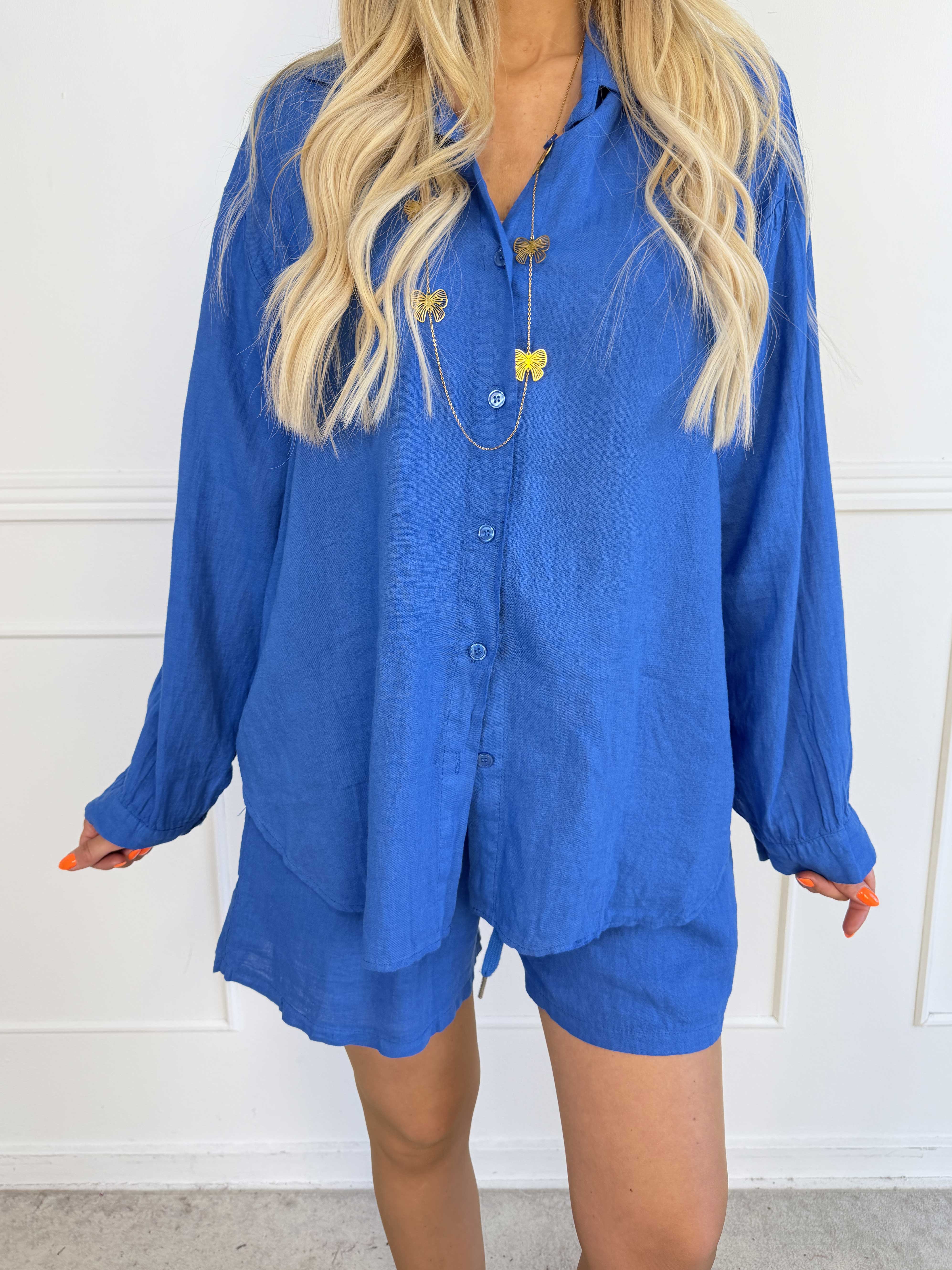 Clara Shirt - Ensfarvet skjorte i viskose og hør