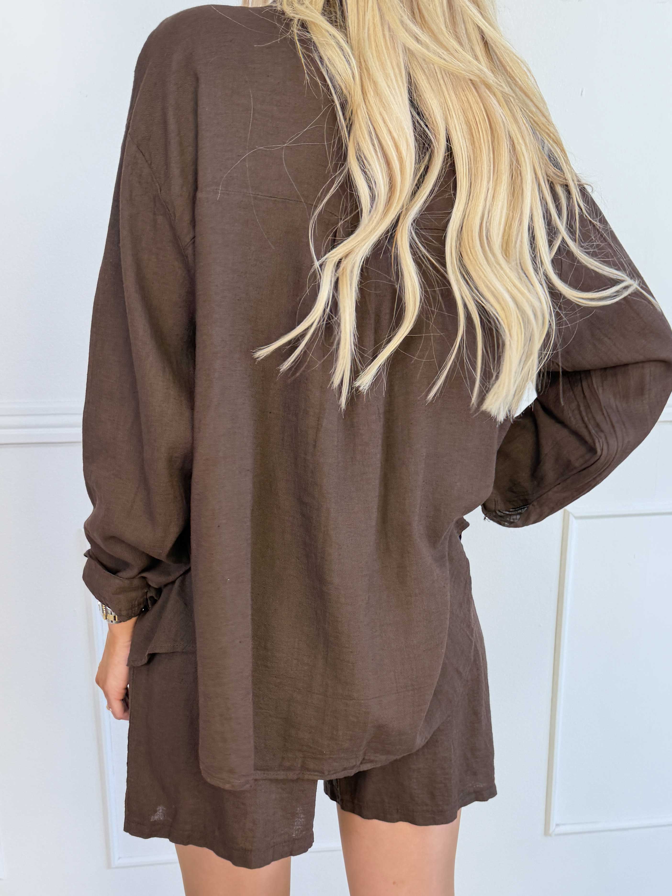 Clara Shirt - Ensfarvet skjorte i viskose og hør