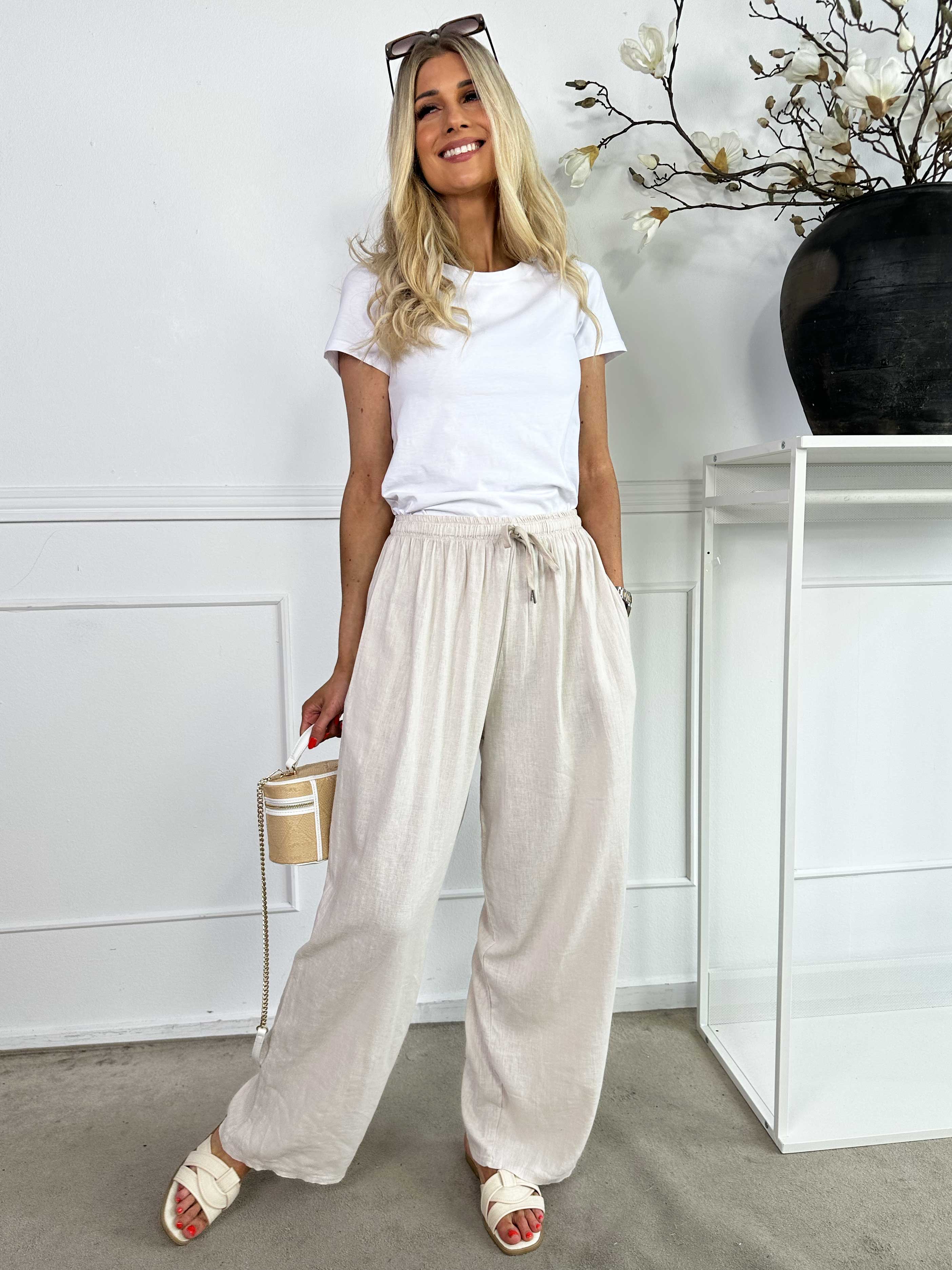 Clara - Lette bukser i viskose og hør