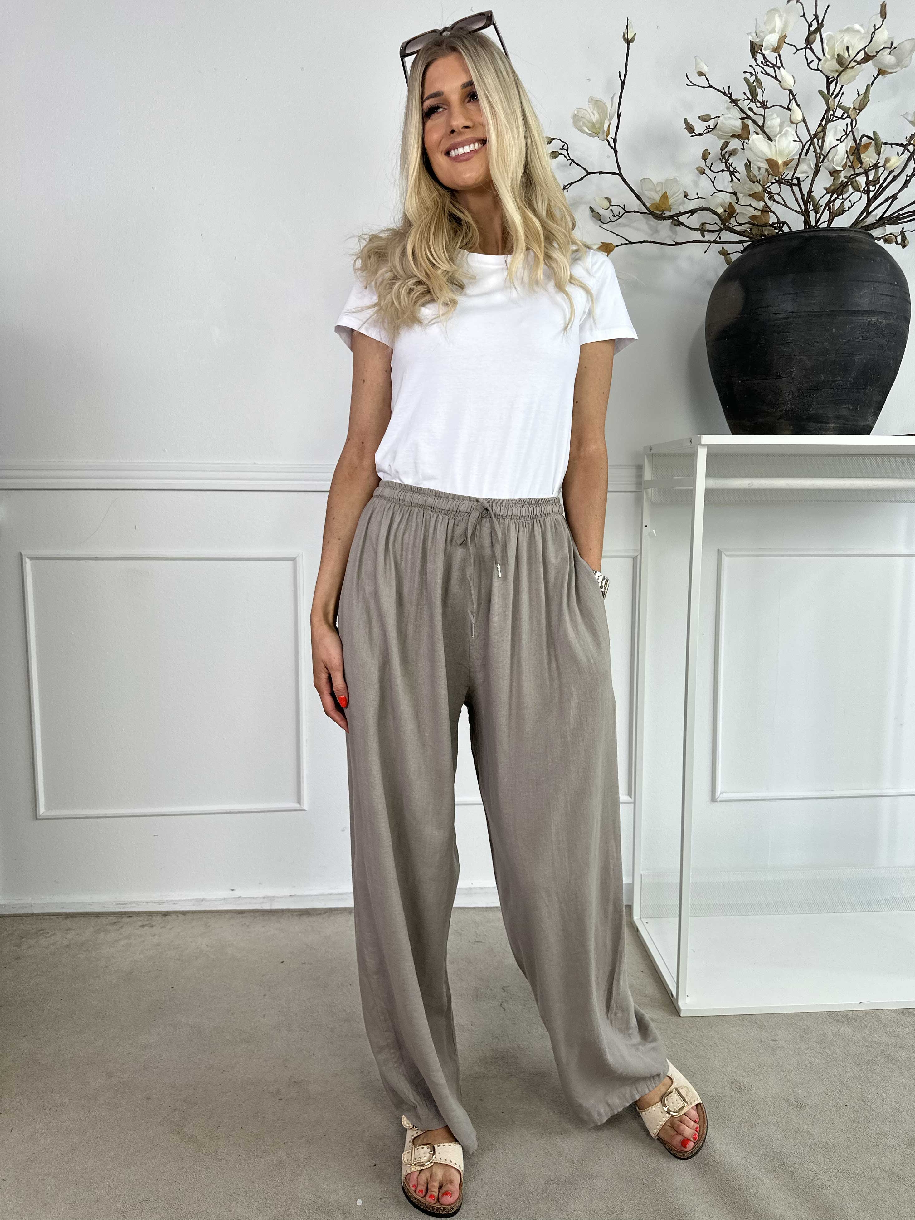 Clara - Lette bukser i viskose og hør