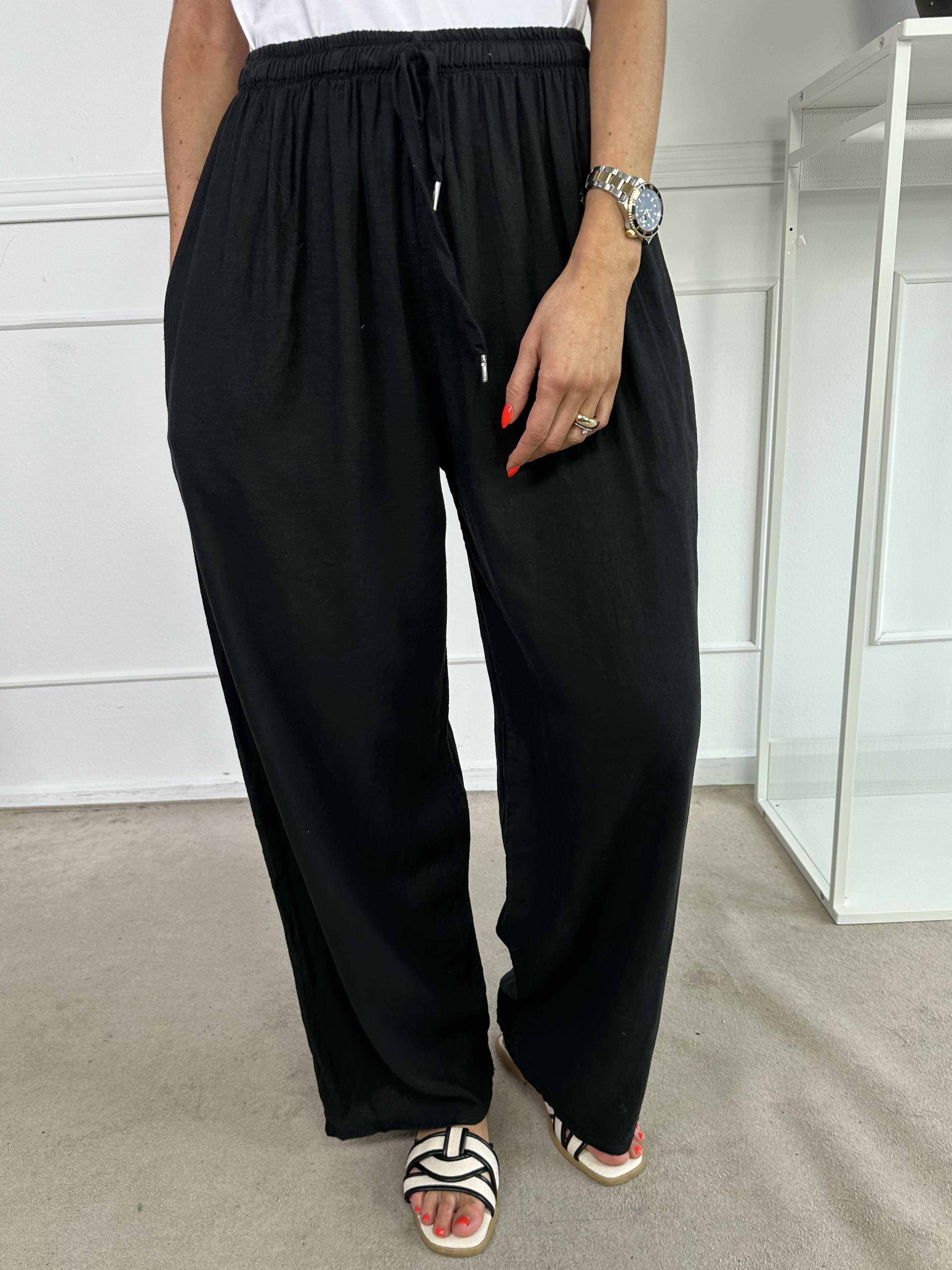 Clara - Lette bukser i viskose og hør