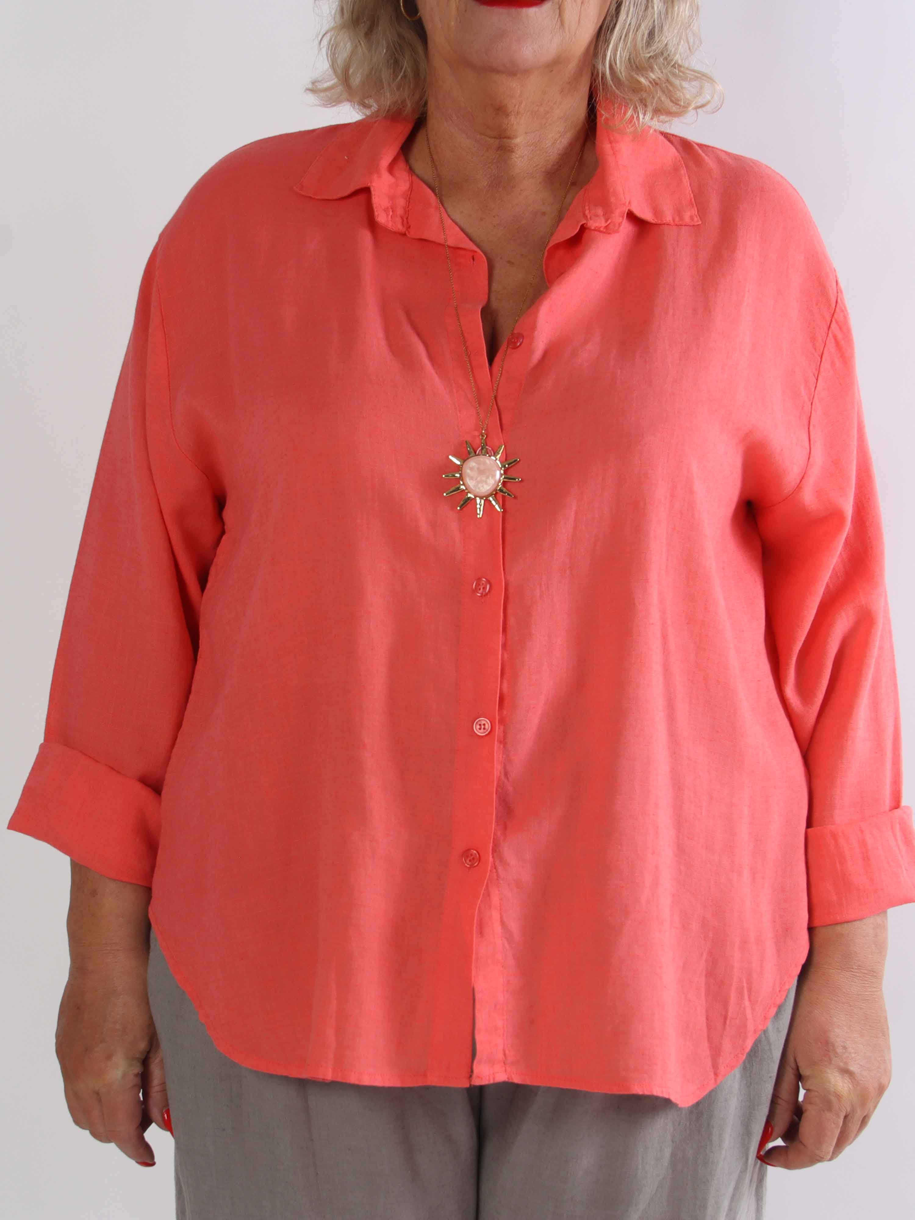 Clara Shirt - Ensfarvet plus size skjorte i viskose og hør