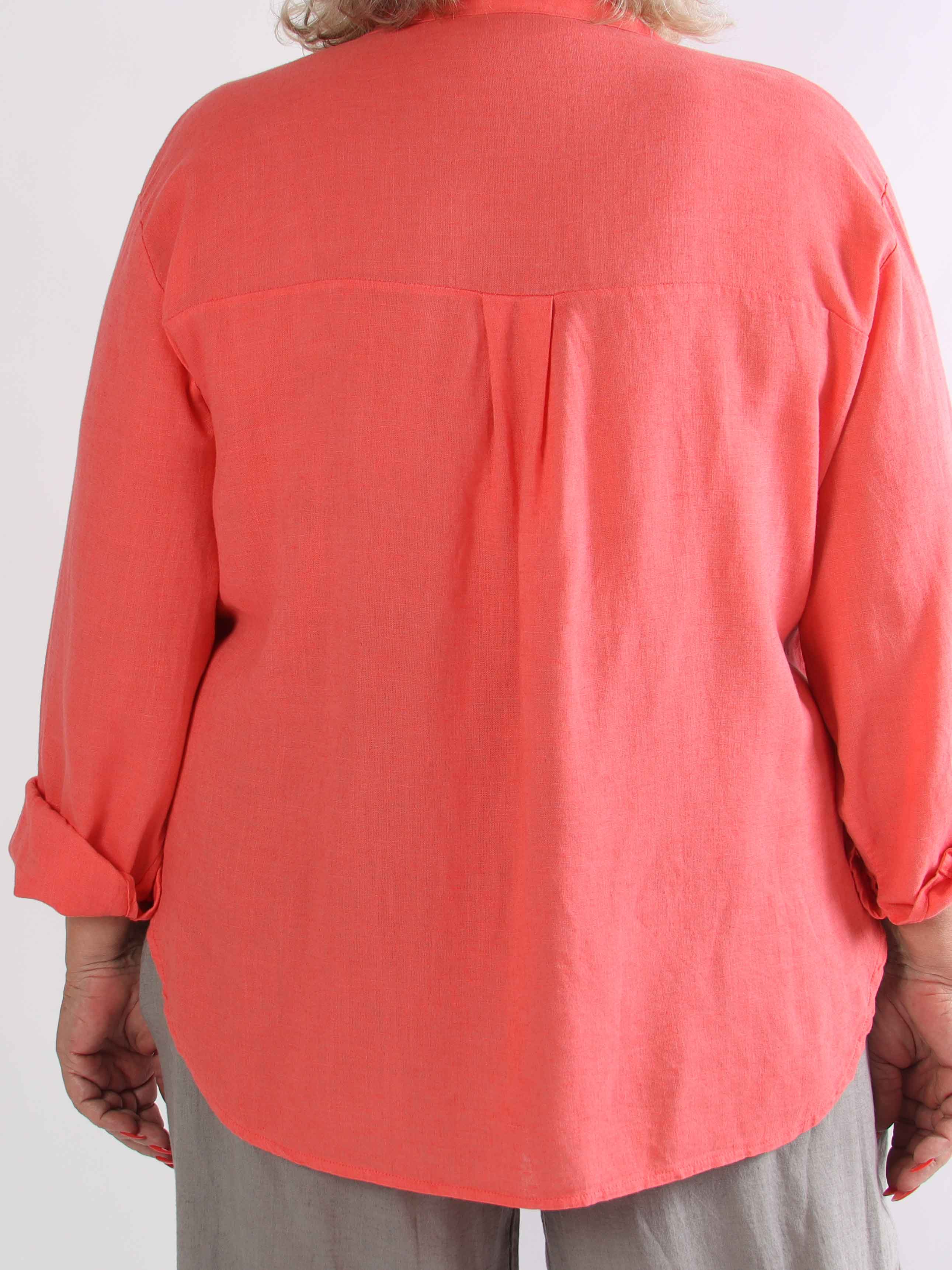 Clara Shirt - Ensfarvet plus size skjorte i viskose og hør