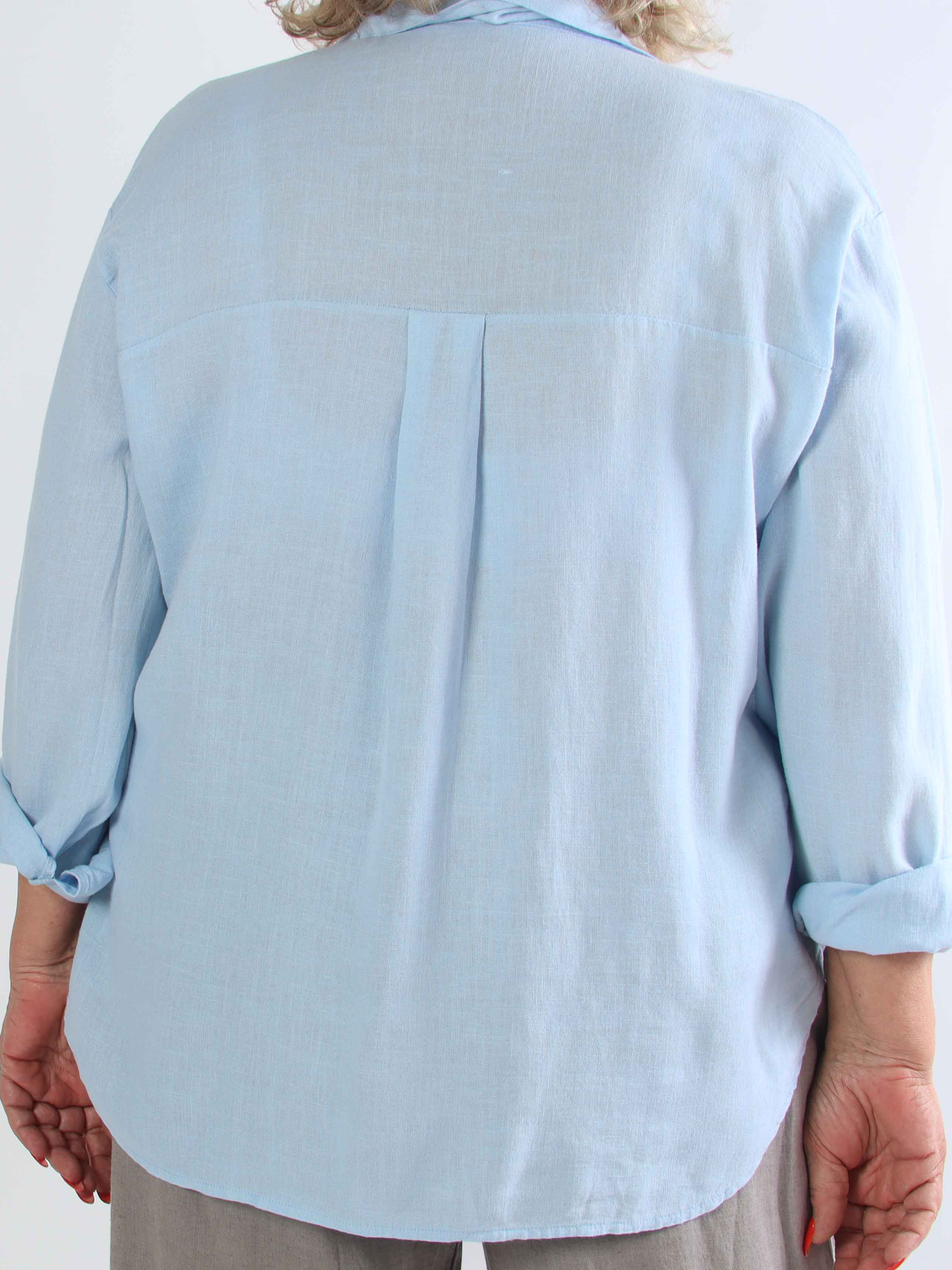 Clara Shirt - Ensfarvet plus size skjorte i viskose og hør