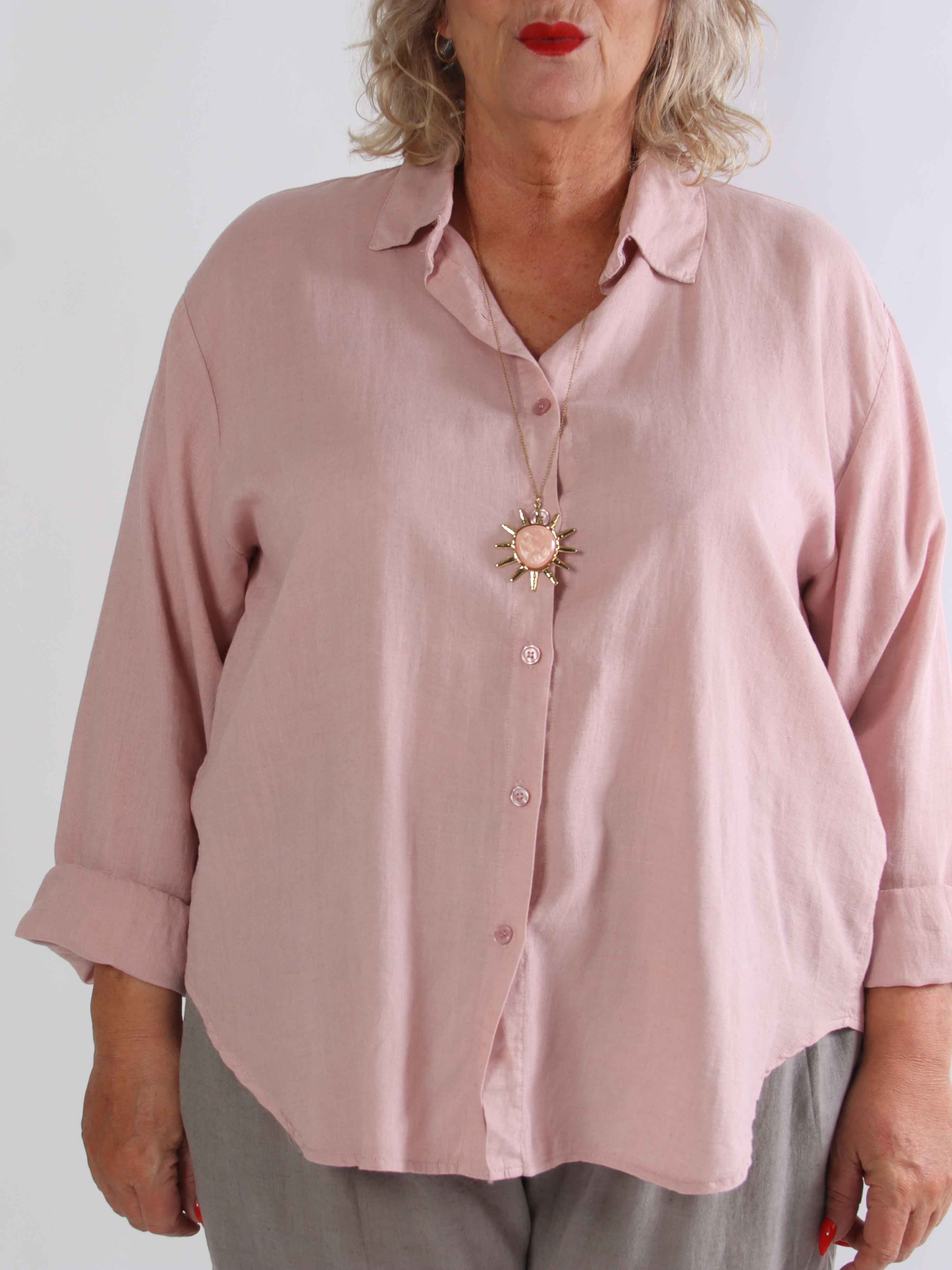 Clara Shirt - Ensfarvet plus size skjorte i viskose og hør