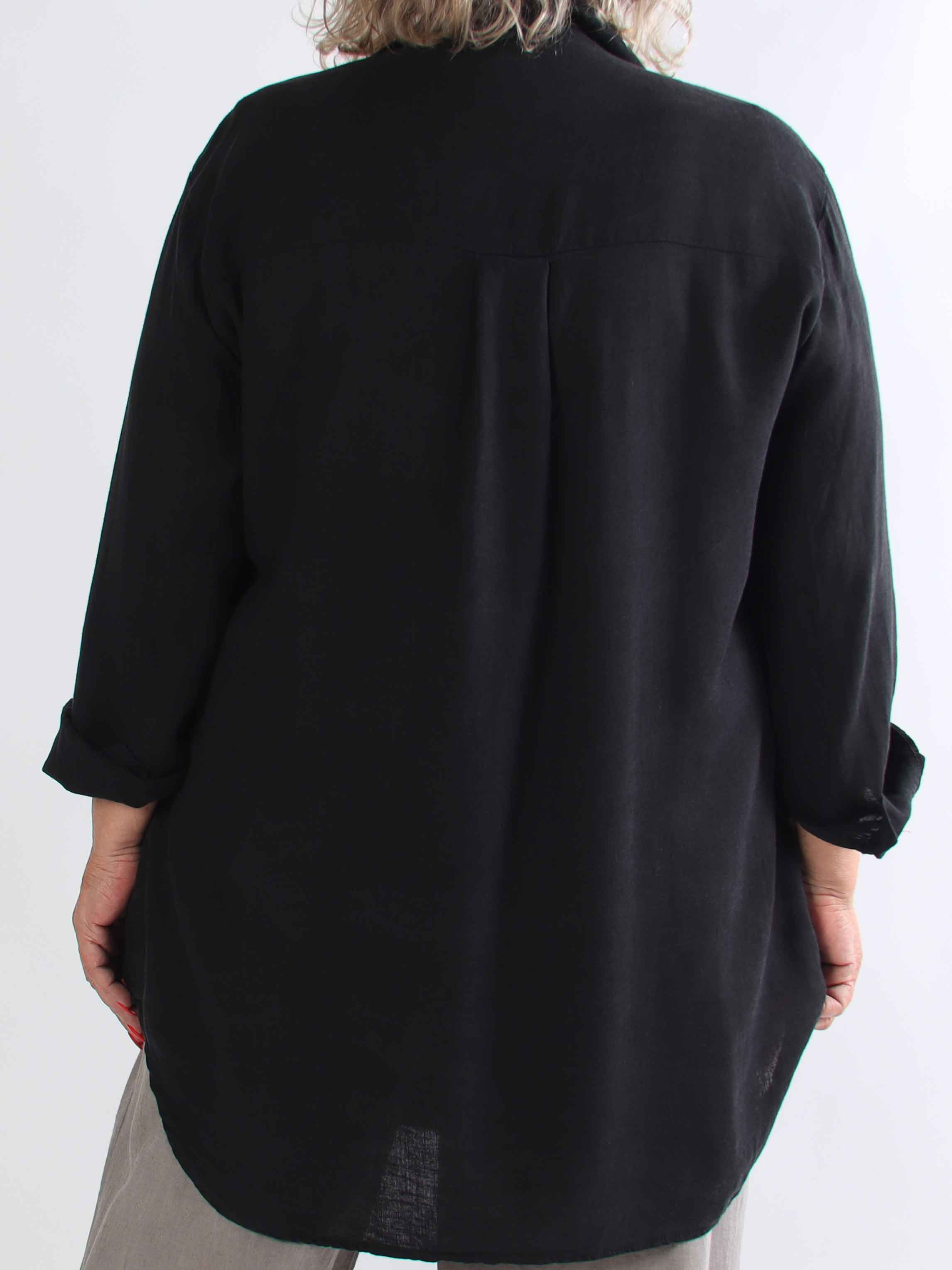 Clara Dress - Plus size skjortekjole i viskose og hør