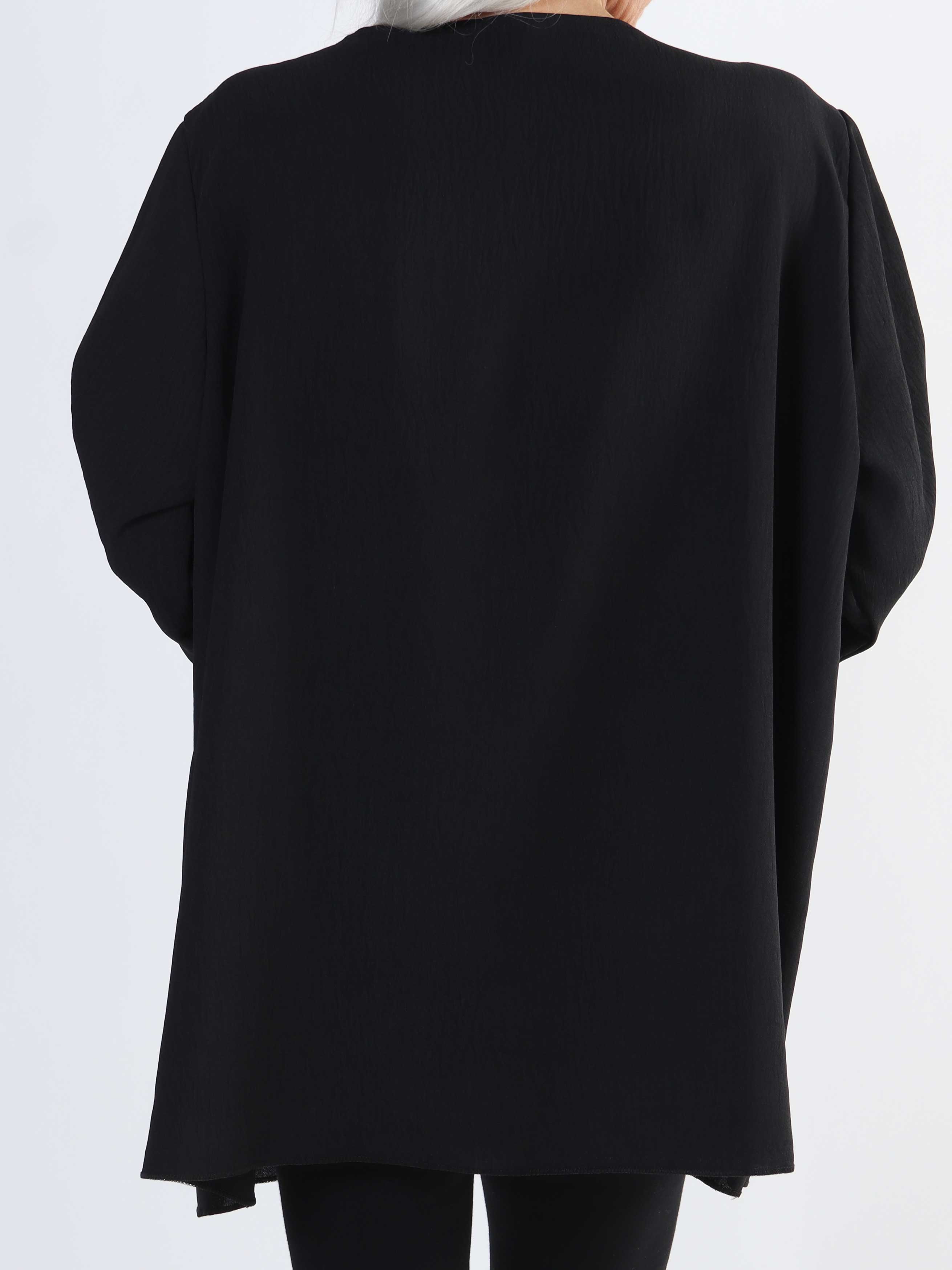 Claudia - Ensfarvet plus size tunika med lynlås