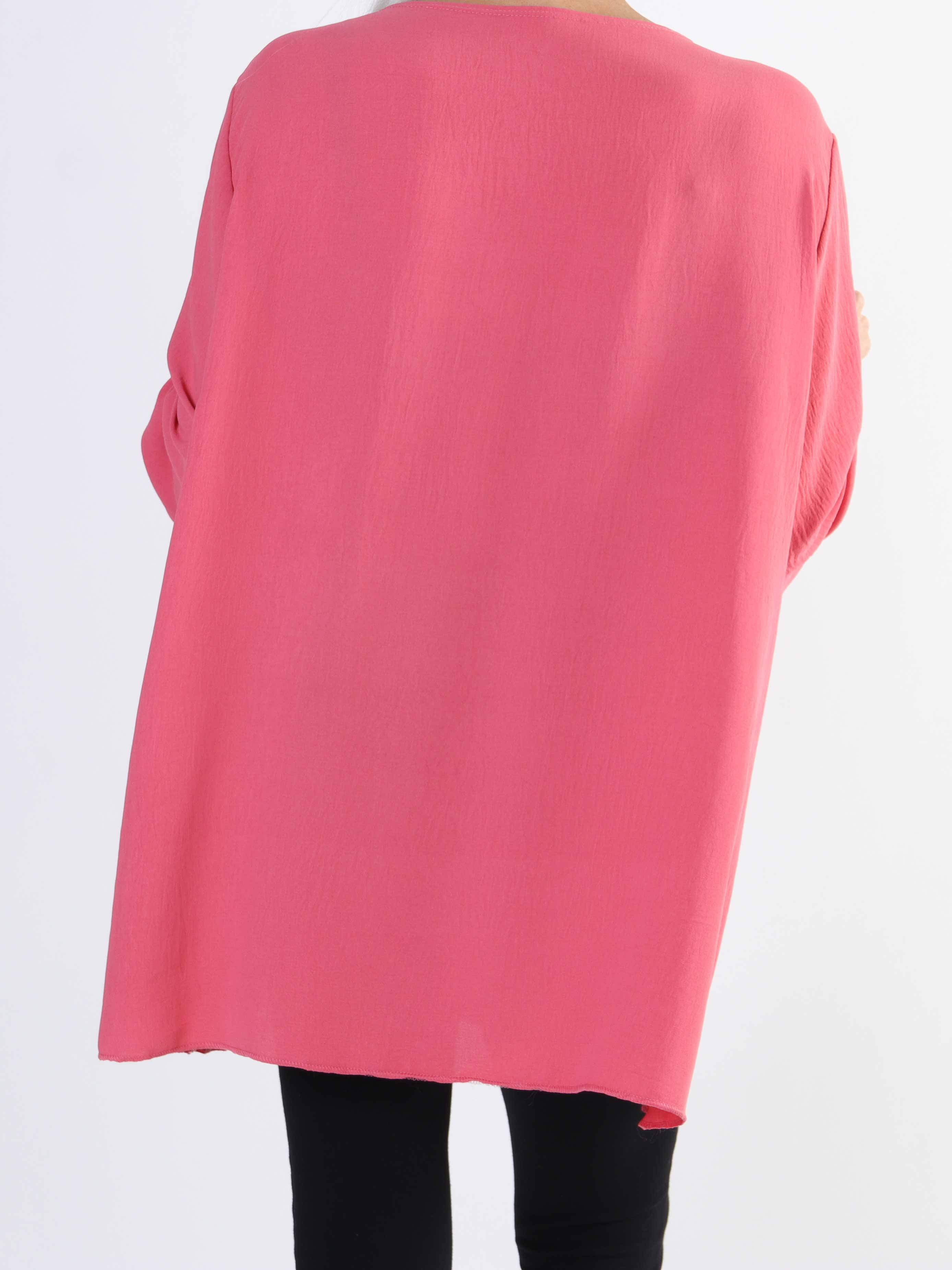 Claudia - Ensfarvet plus size tunika med lynlås