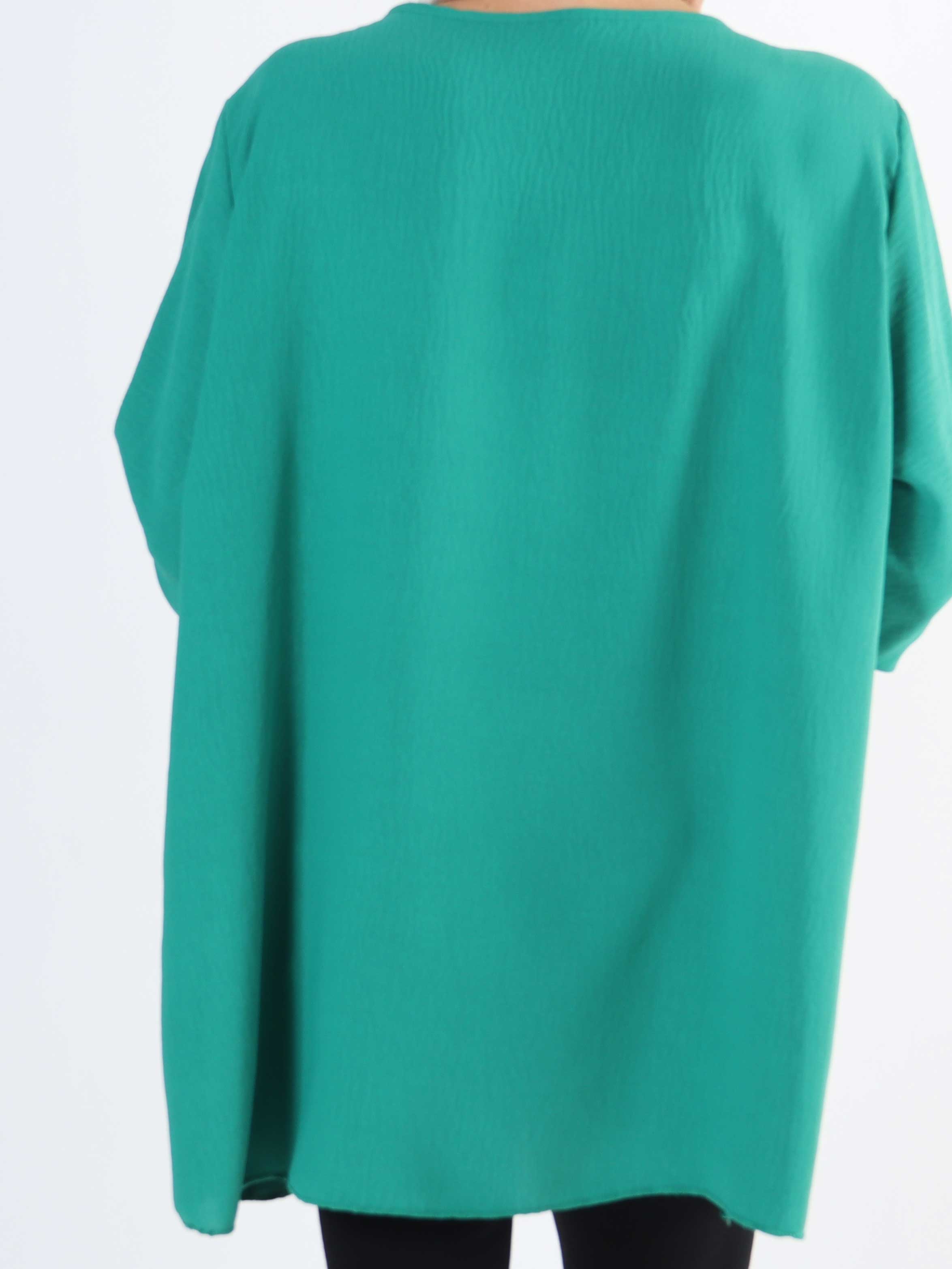 Claudia - Ensfarvet plus size tunika med lynlås