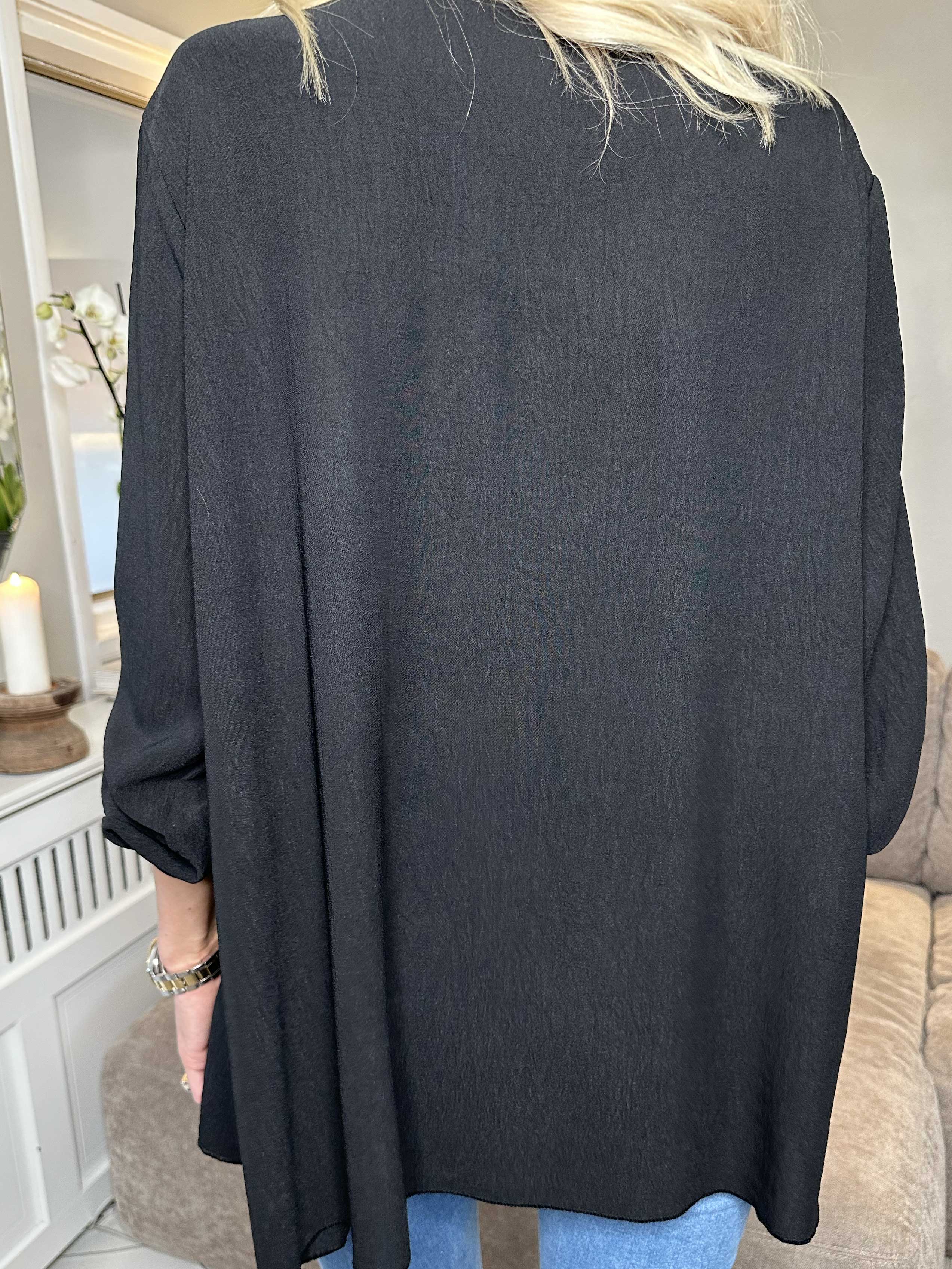 Claudia - Ensfarvet tunika med lynlås