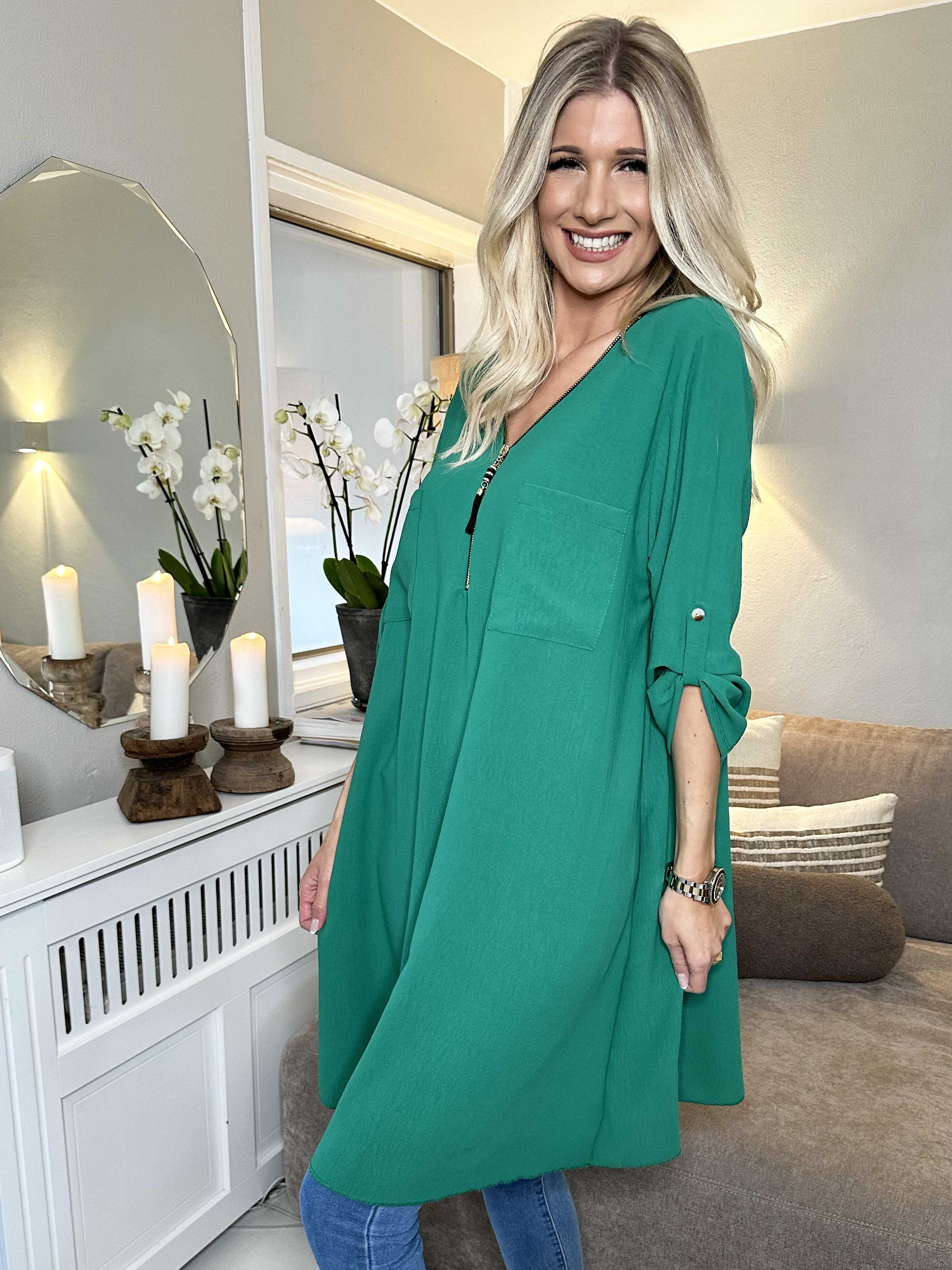 Claudia Dress - Tunikakjole med lynlås og lommer