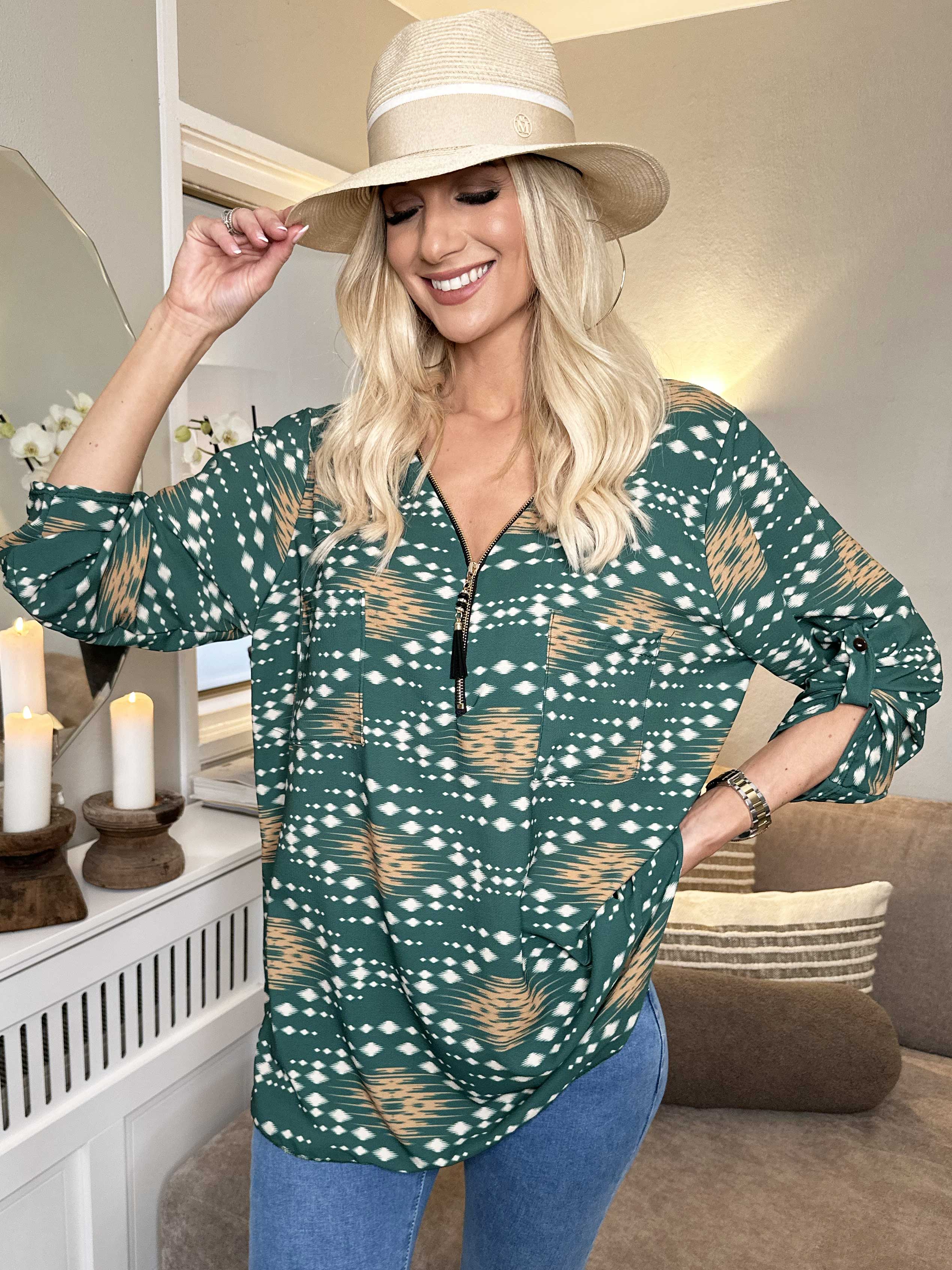 Claudia Pattern - Tunika med print og lynlås