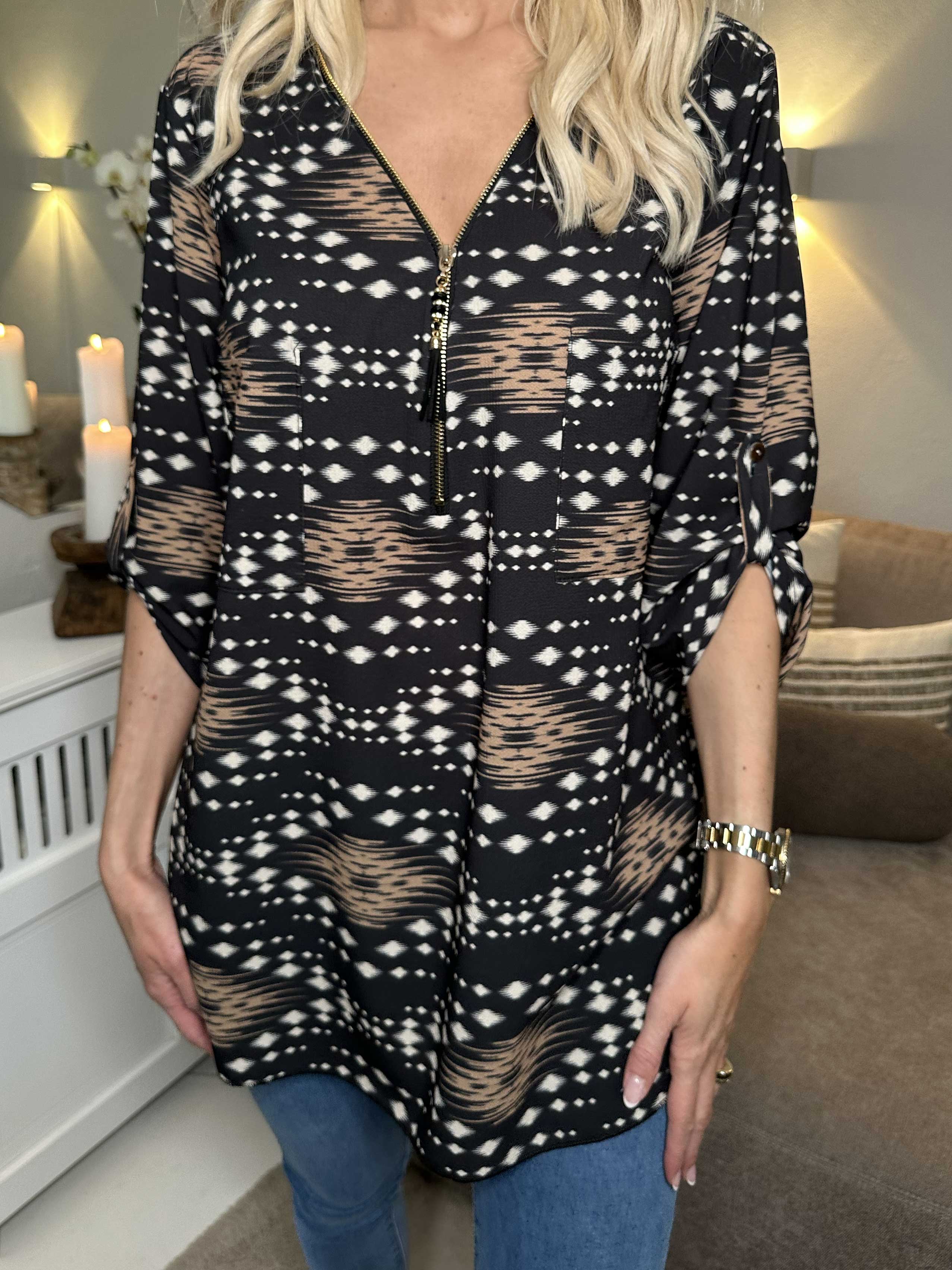 Claudia Pattern - Tunika med print og lynlås