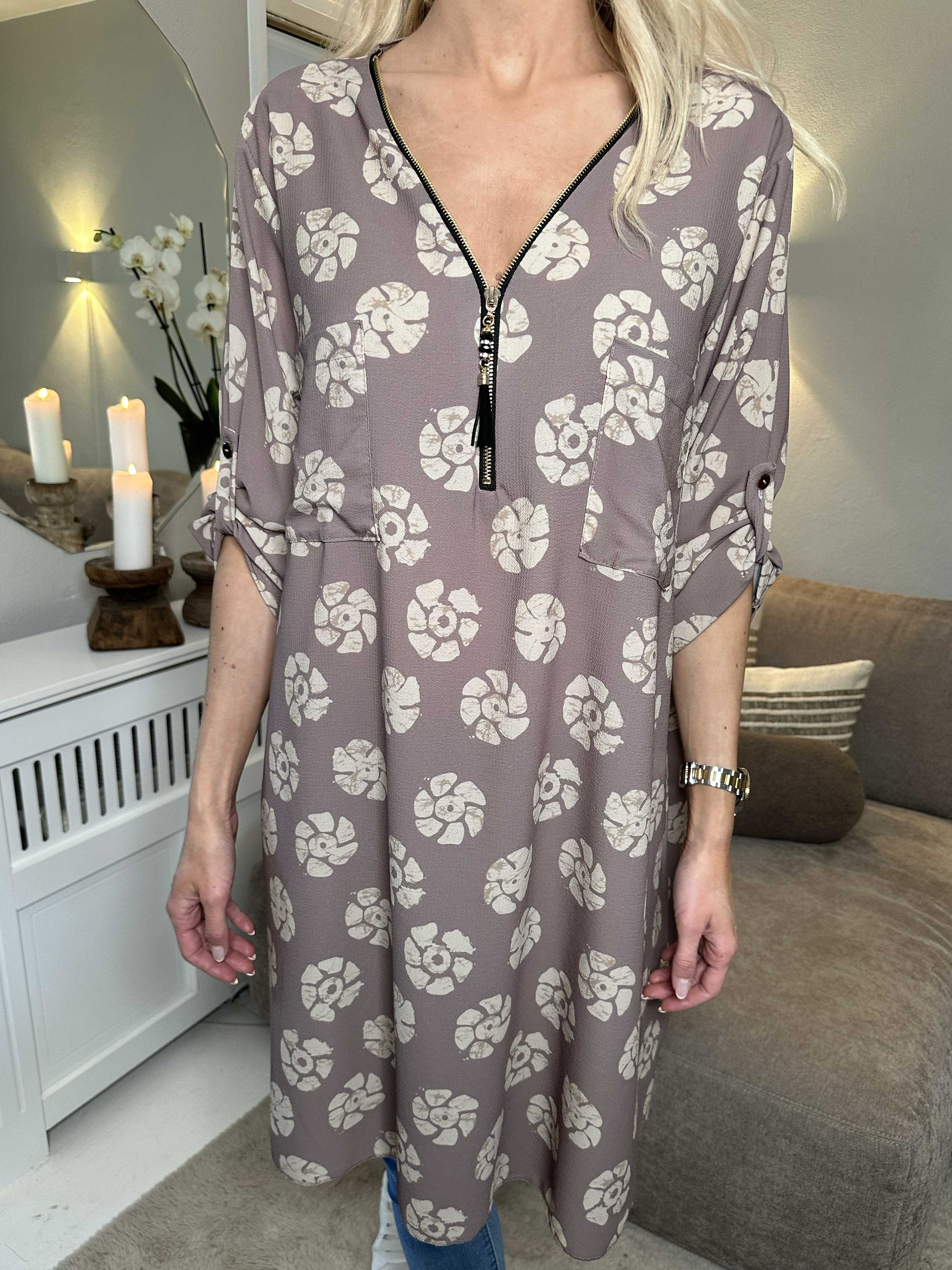 Claudia Print Dress - Tunikakjole med print og lynlås