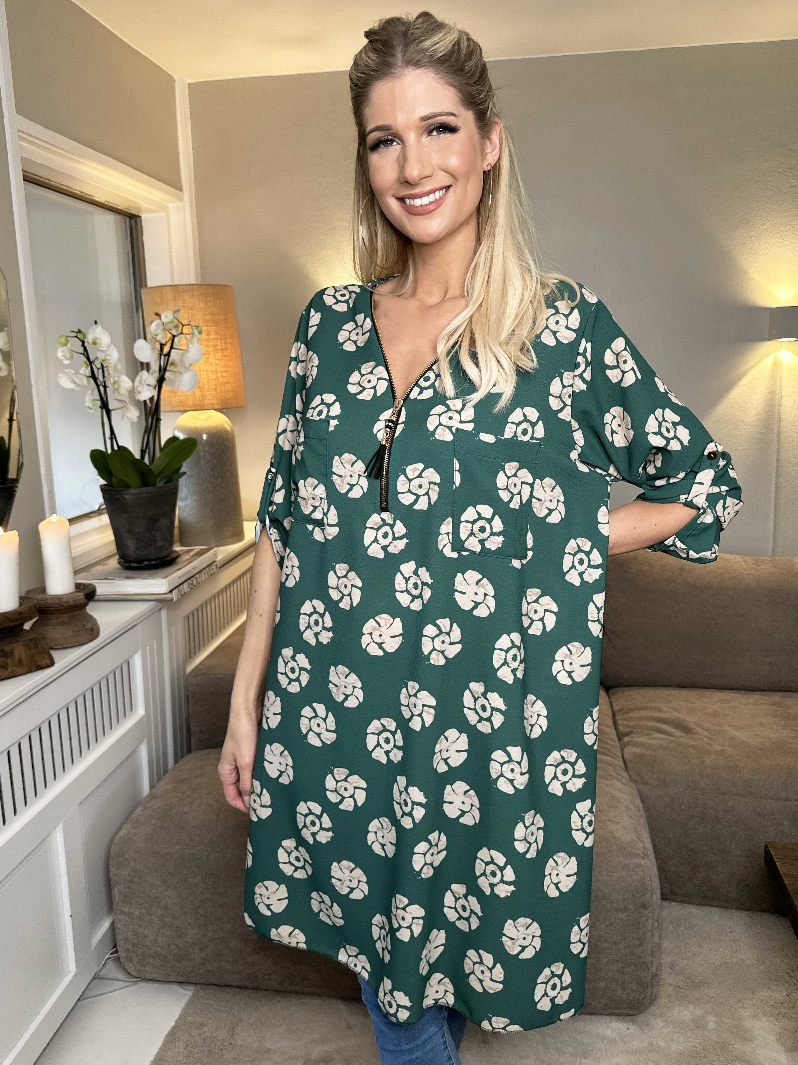 Claudia Print Dress - Tunikakjole med print og lynlås