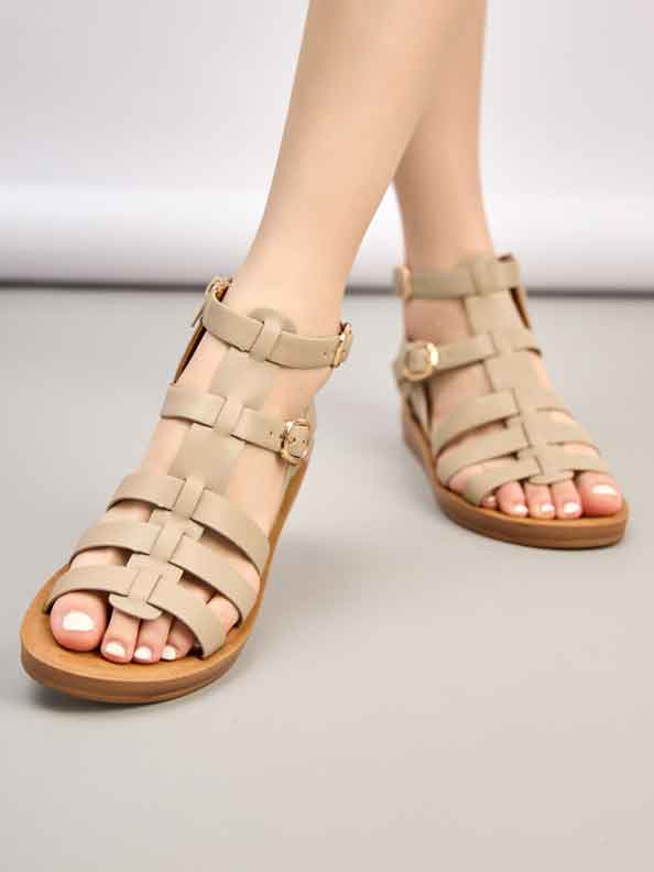 Cleopatra - Gladiator sandaler med to guldspænder