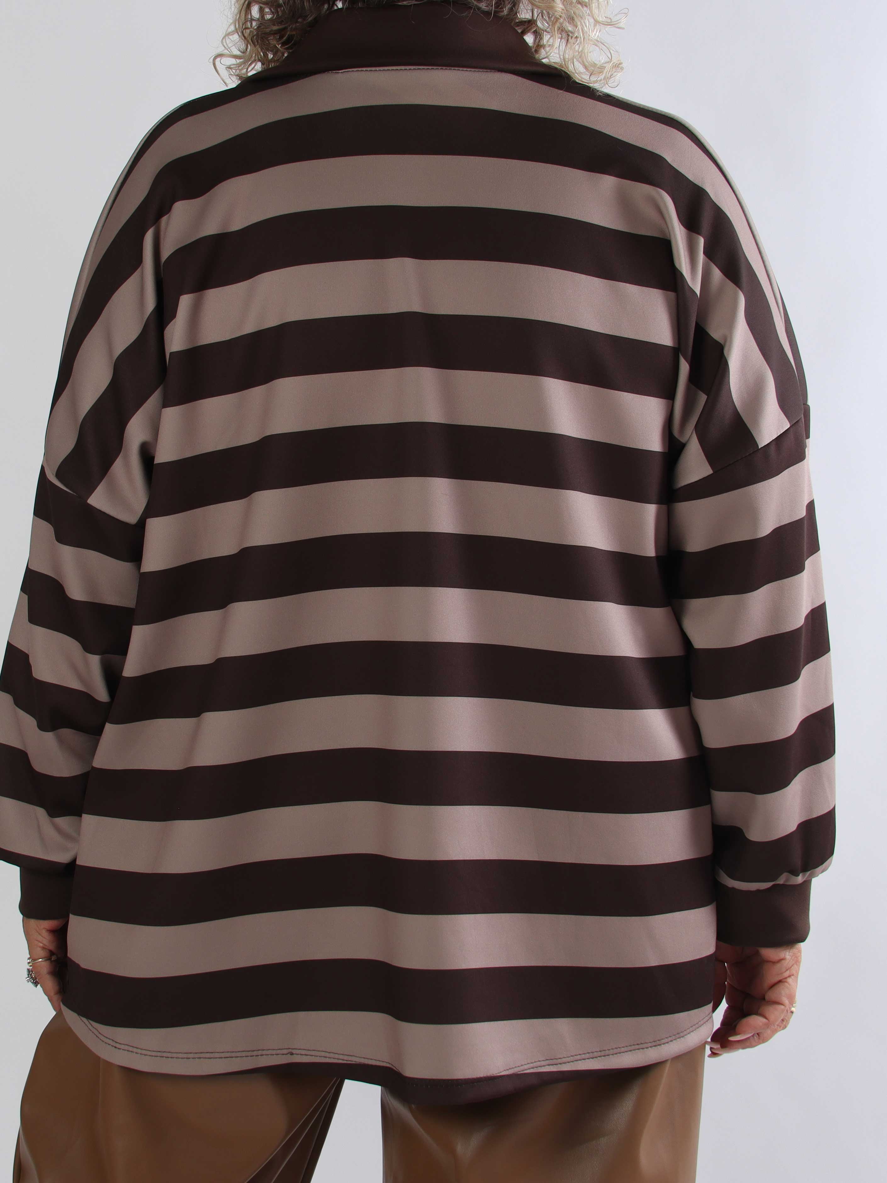Cressida - Plus size stribet bluse med skjortekrave