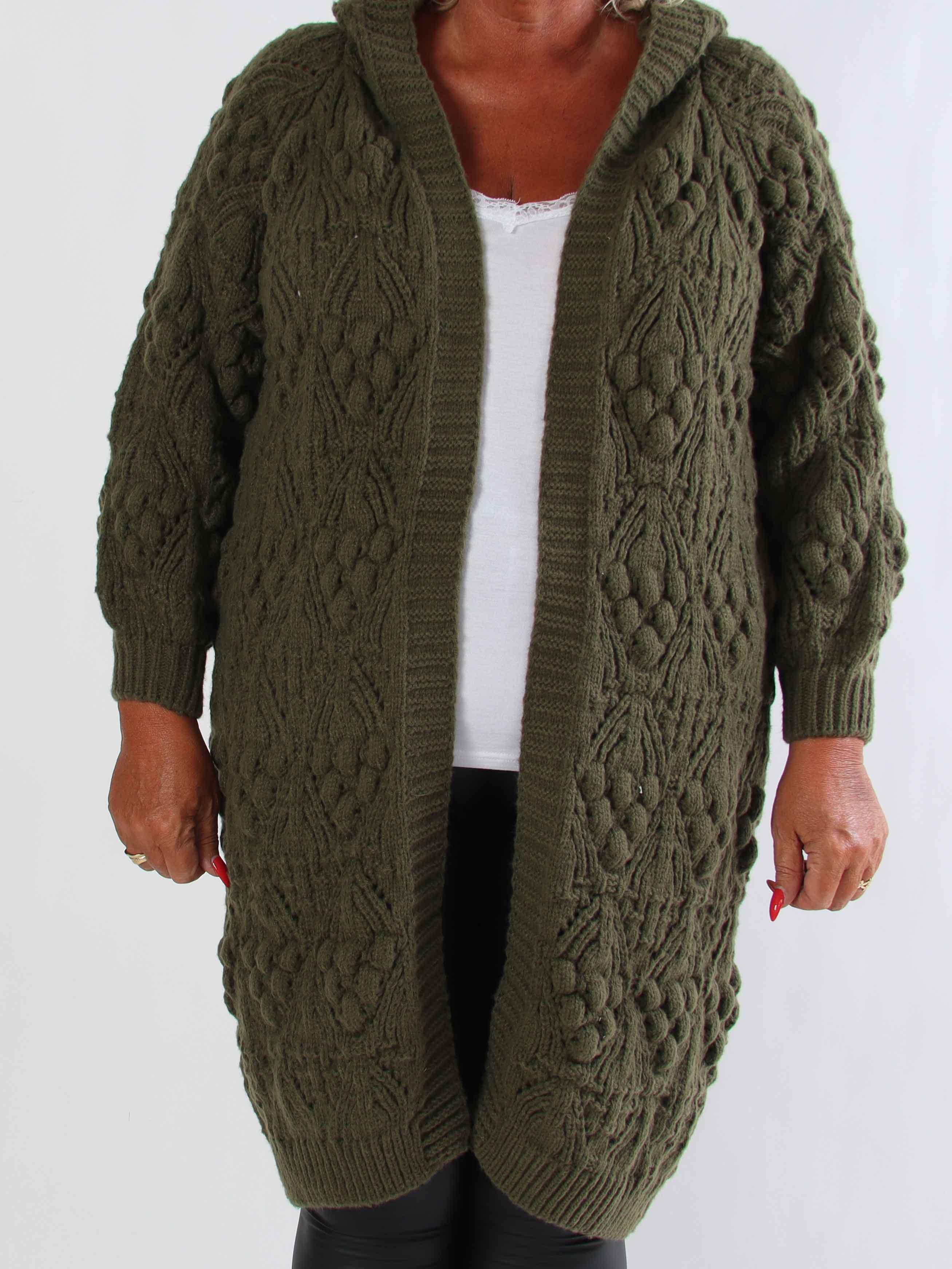 Cronia - Tyk lækker plus size strikcardigan med hætte