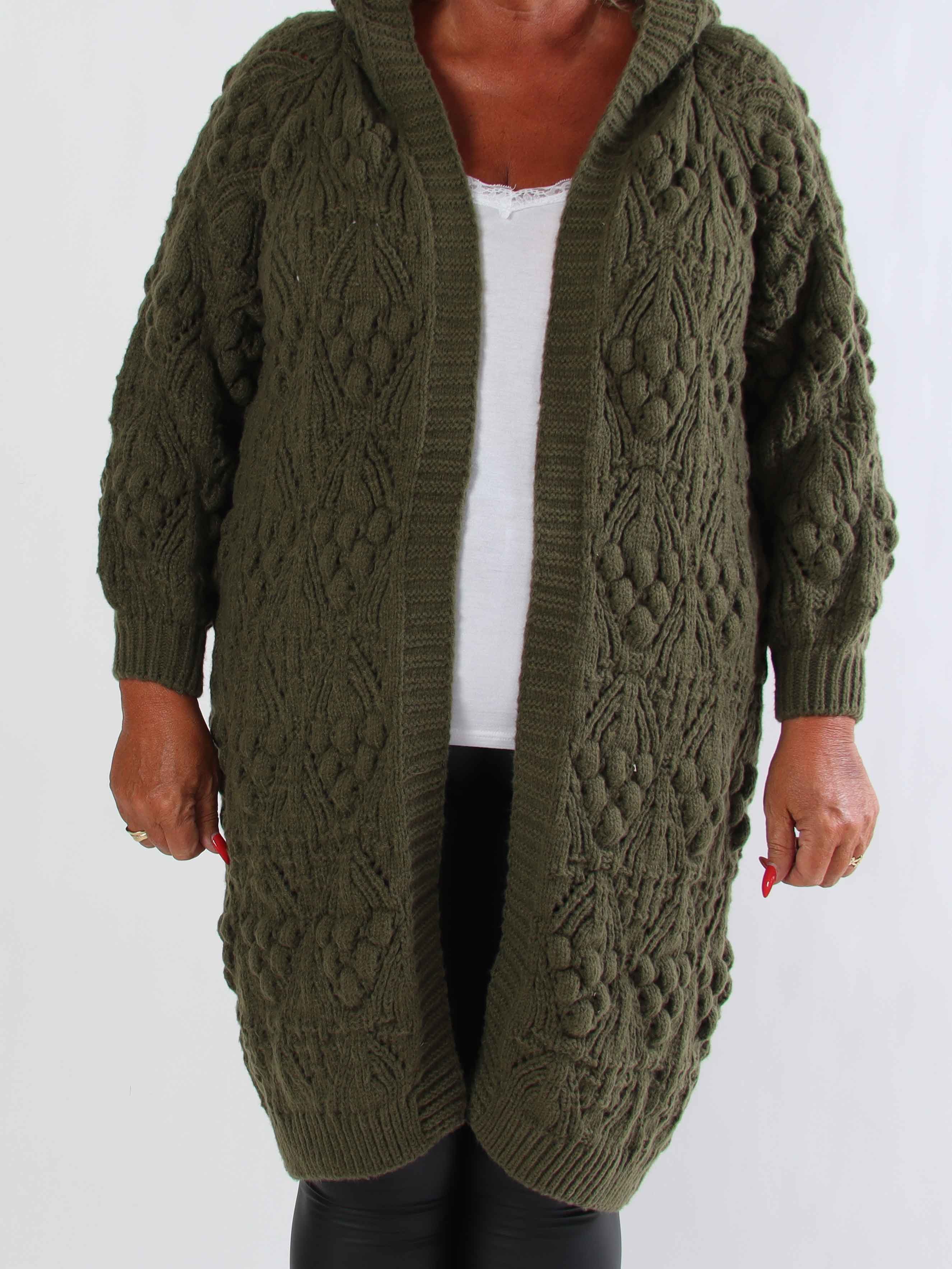 Cronia - Tyk lækker plus size strikcardigan med hætte