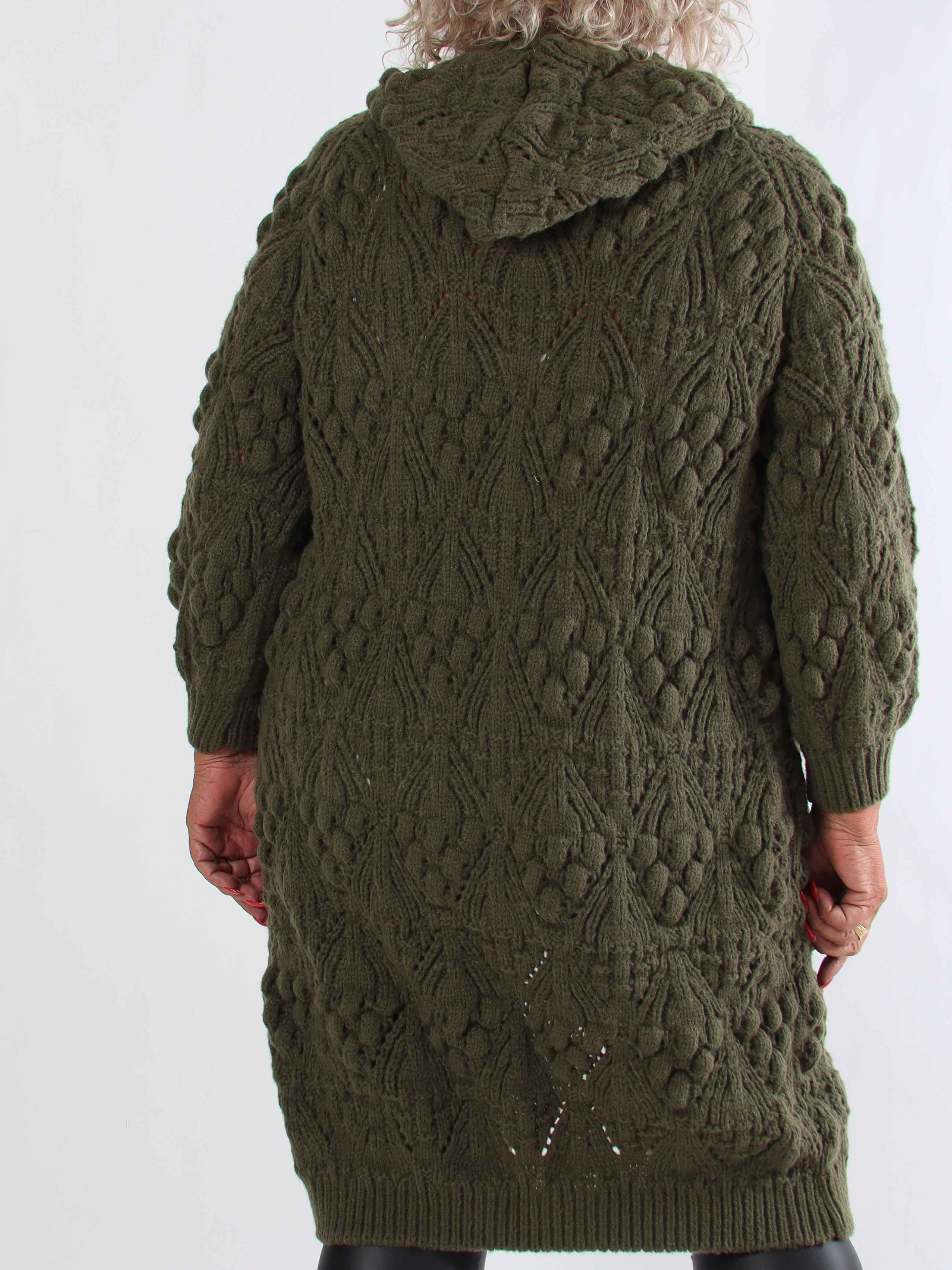 Cronia - Tyk lækker plus size strikcardigan med hætte