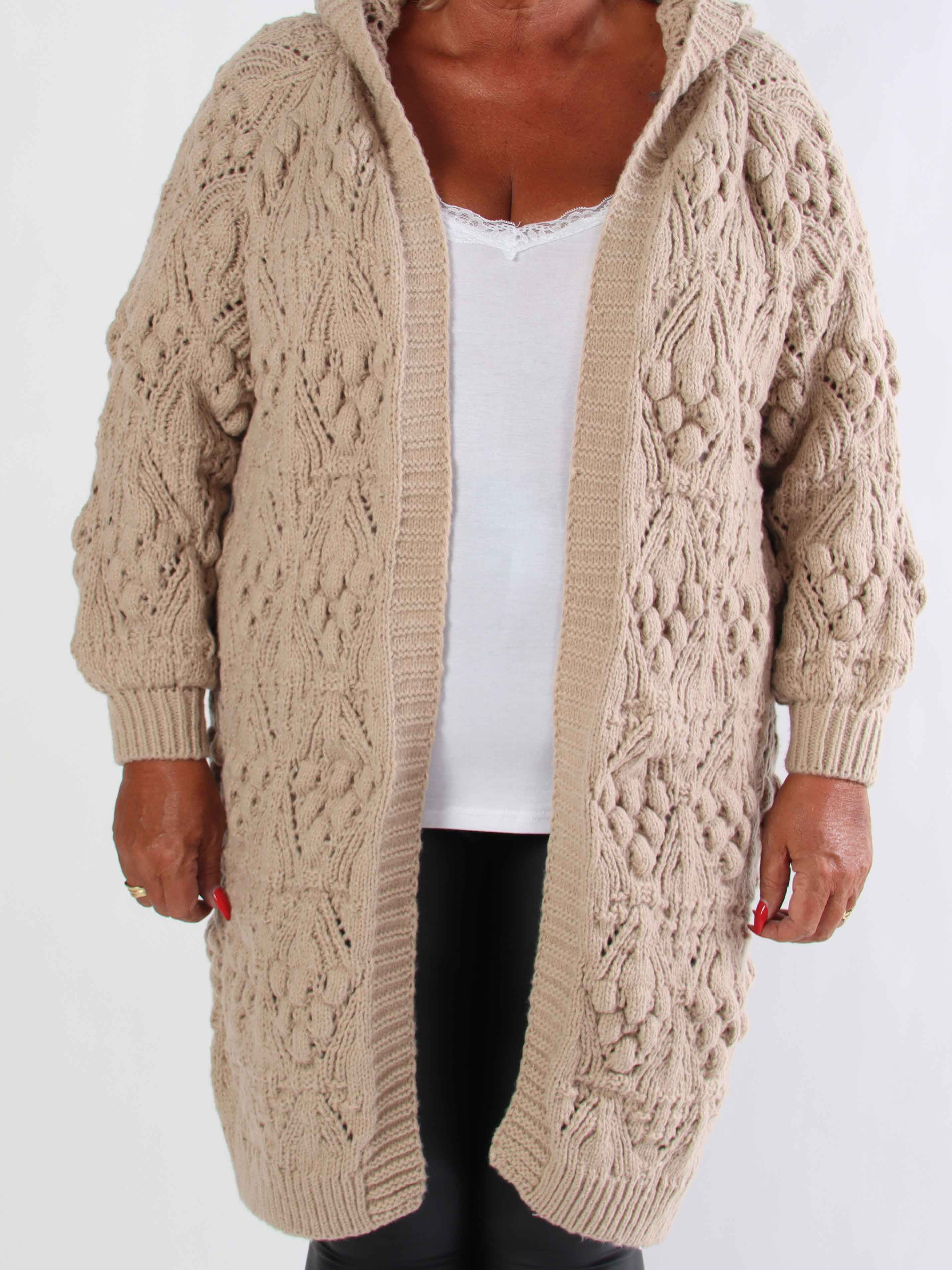 Cronia - Tyk lækker plus size strikcardigan med hætte