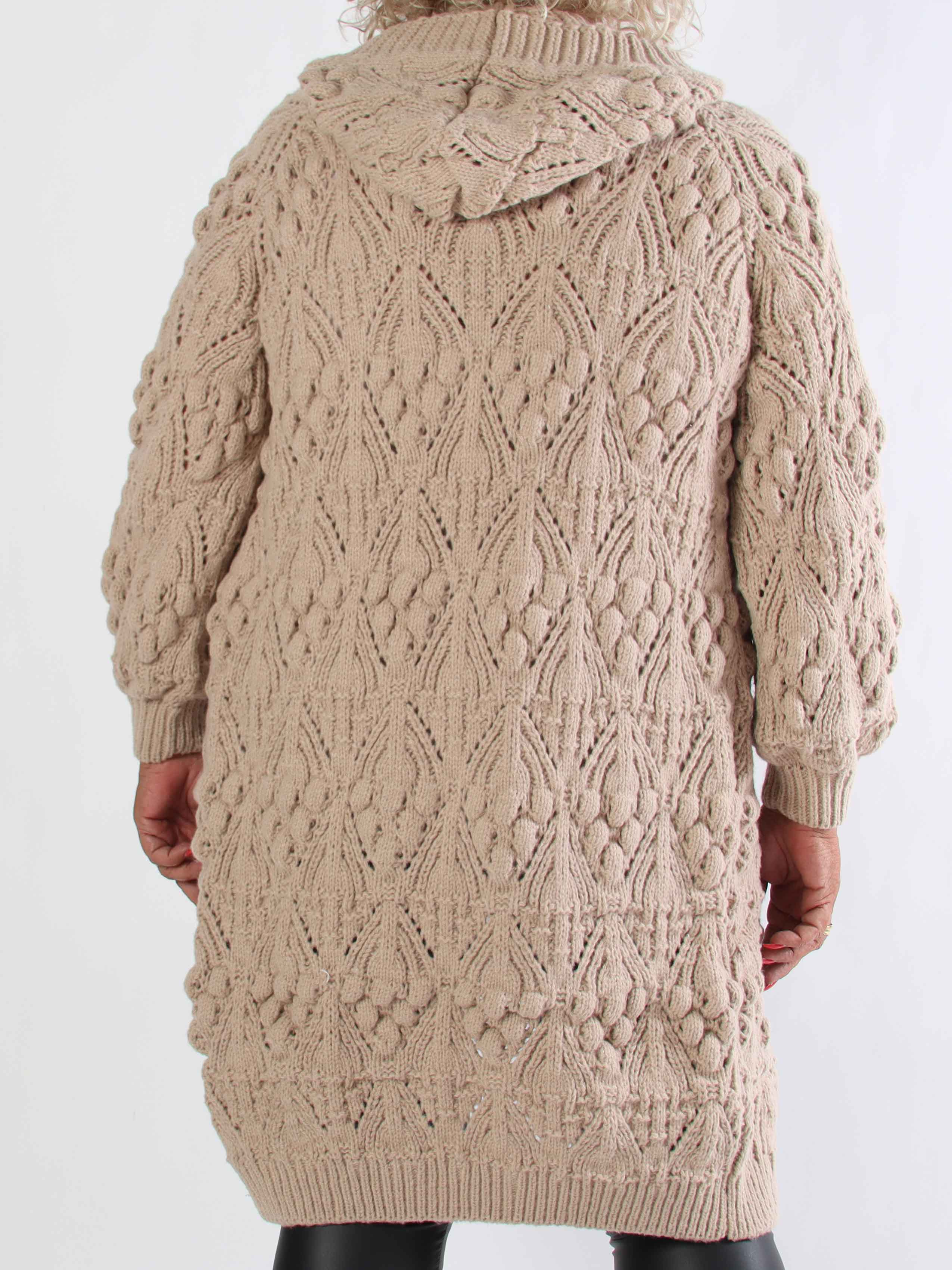 Cronia - Tyk lækker plus size strikcardigan med hætte