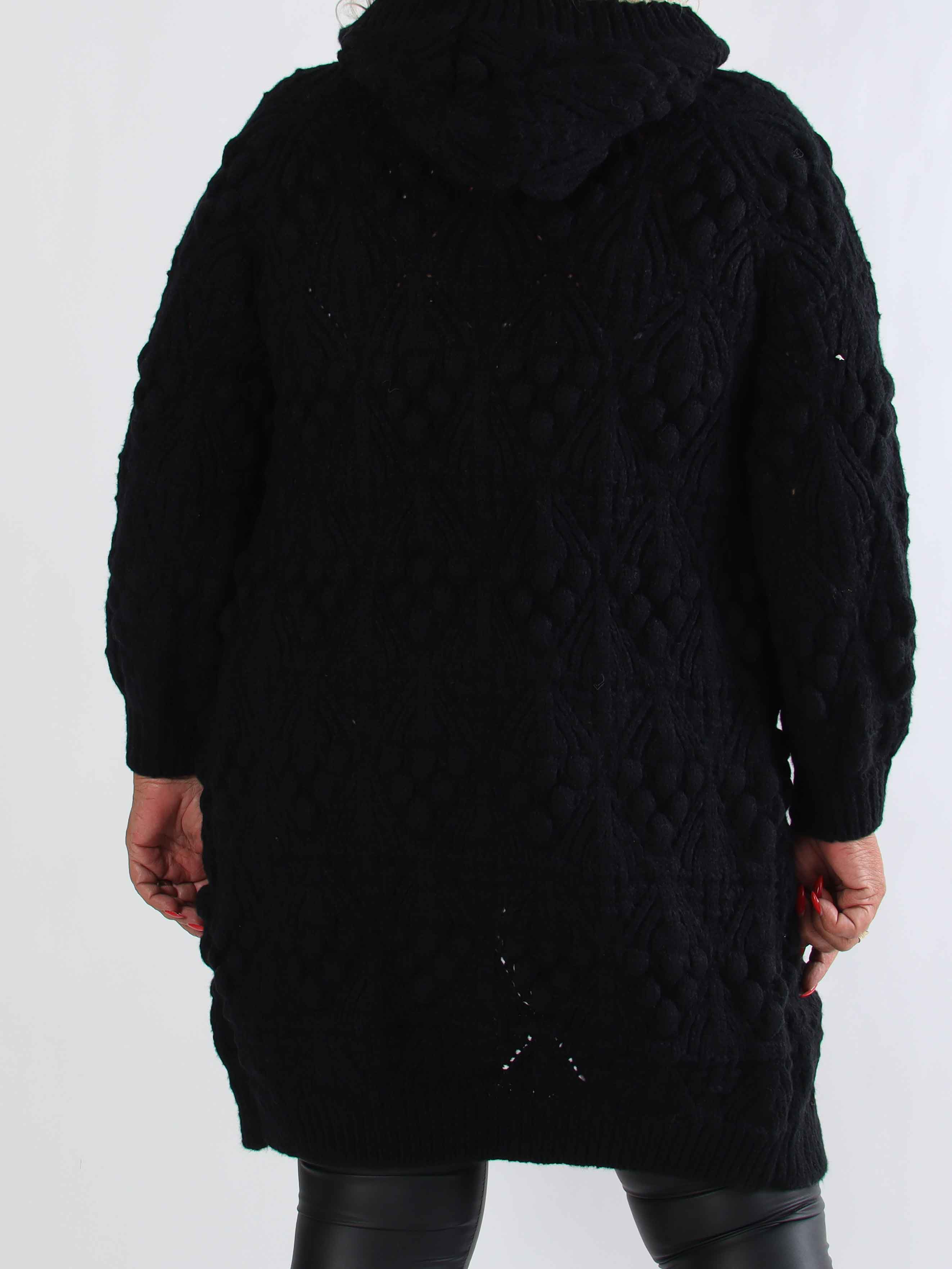 Cronia - Tyk lækker plus size strikcardigan med hætte
