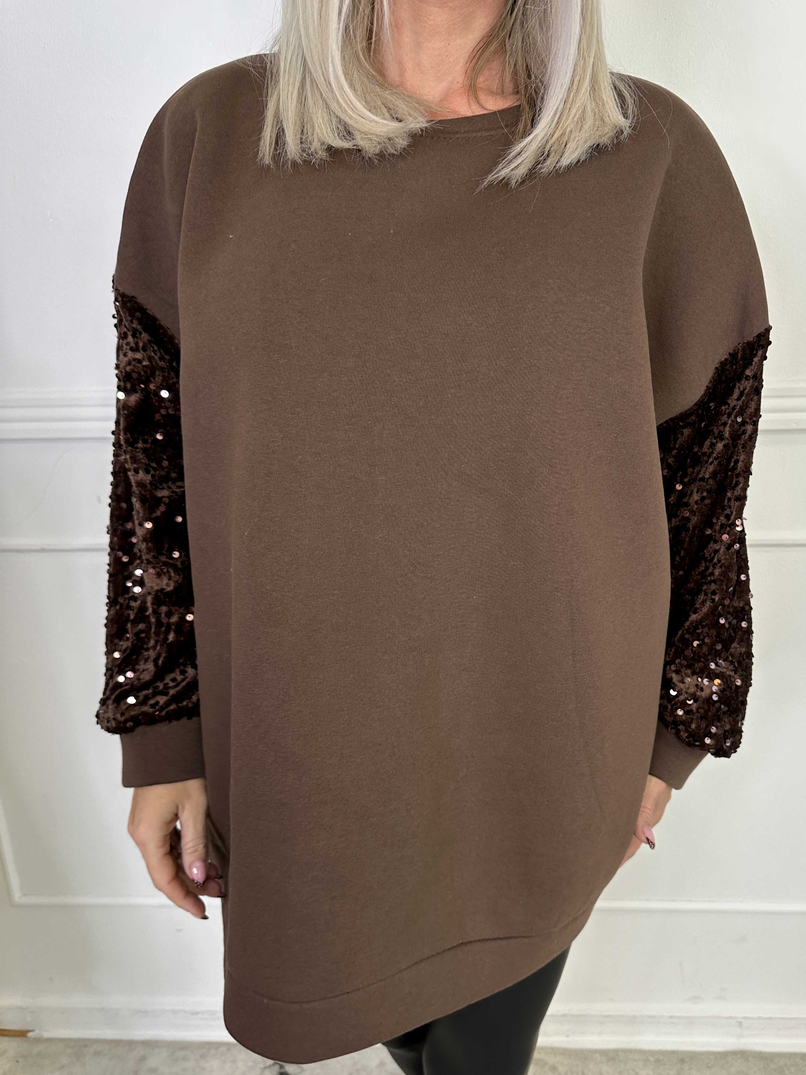 Cytherea - Oversized sweatshirt i bomuld med pailletter på ærmet