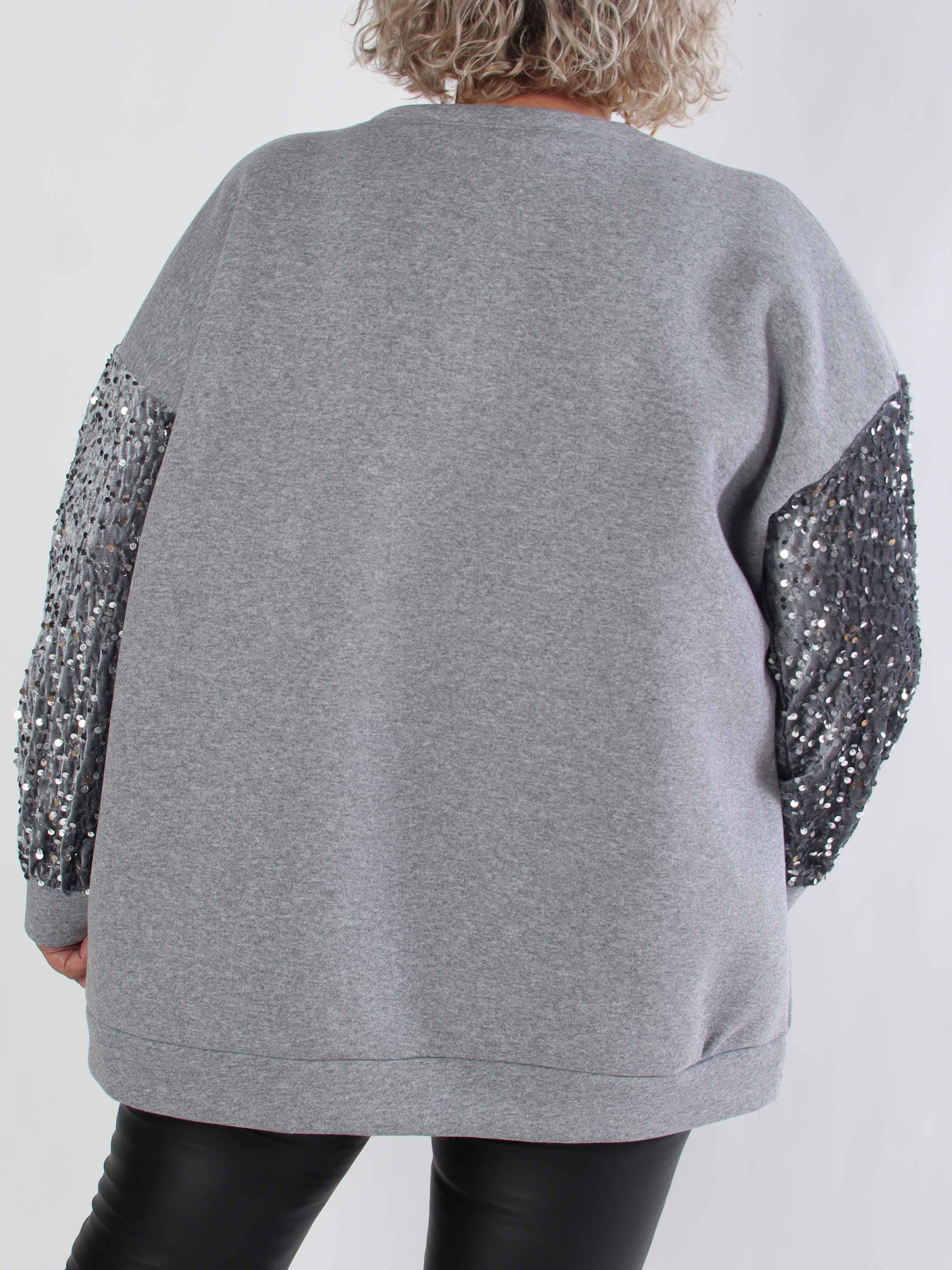 Cytherea - Plus size sweatshirt i bomuld med pailletter på ærmet