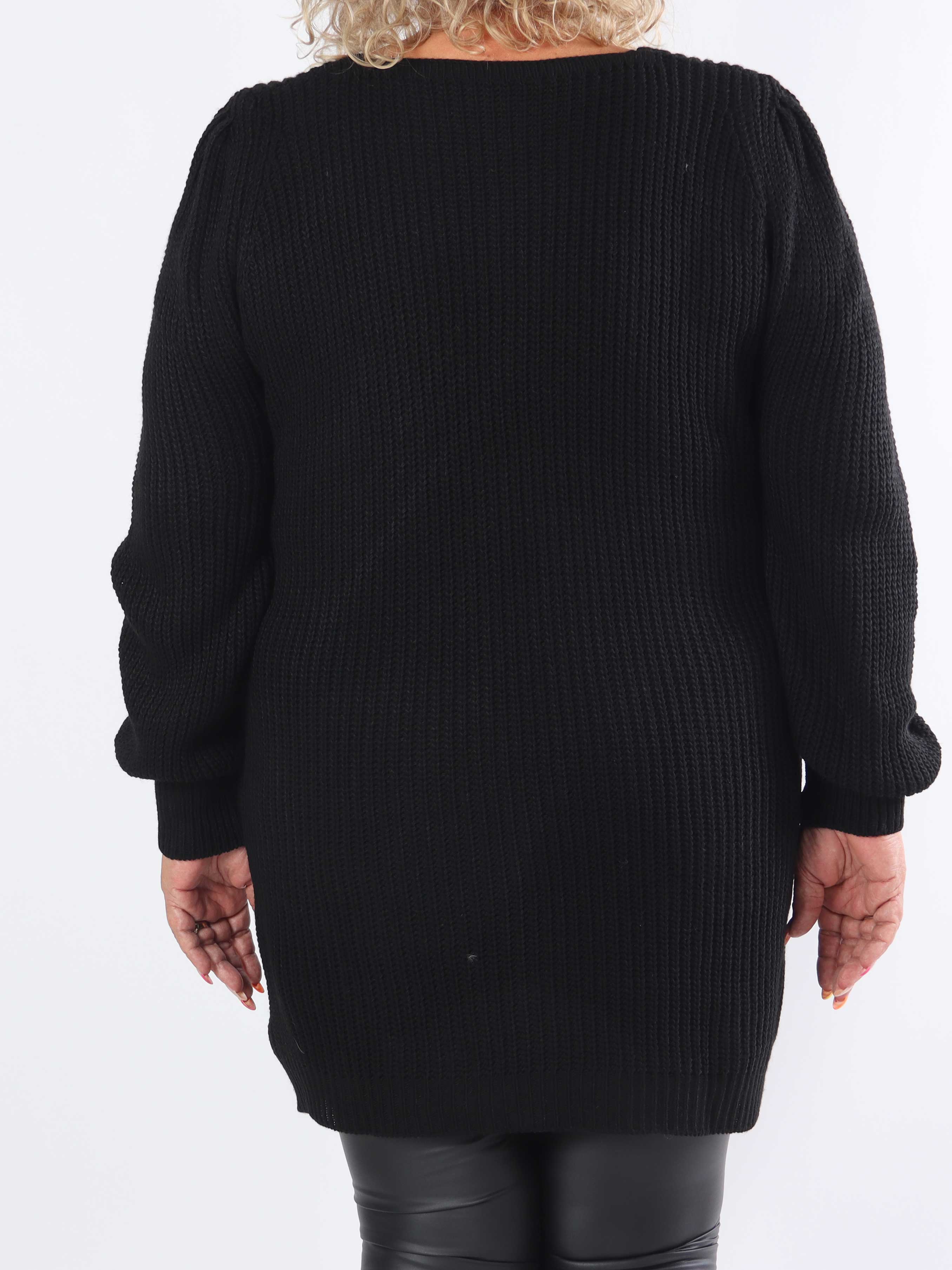 Dajana - Plus size strikkjole med ballonærmer