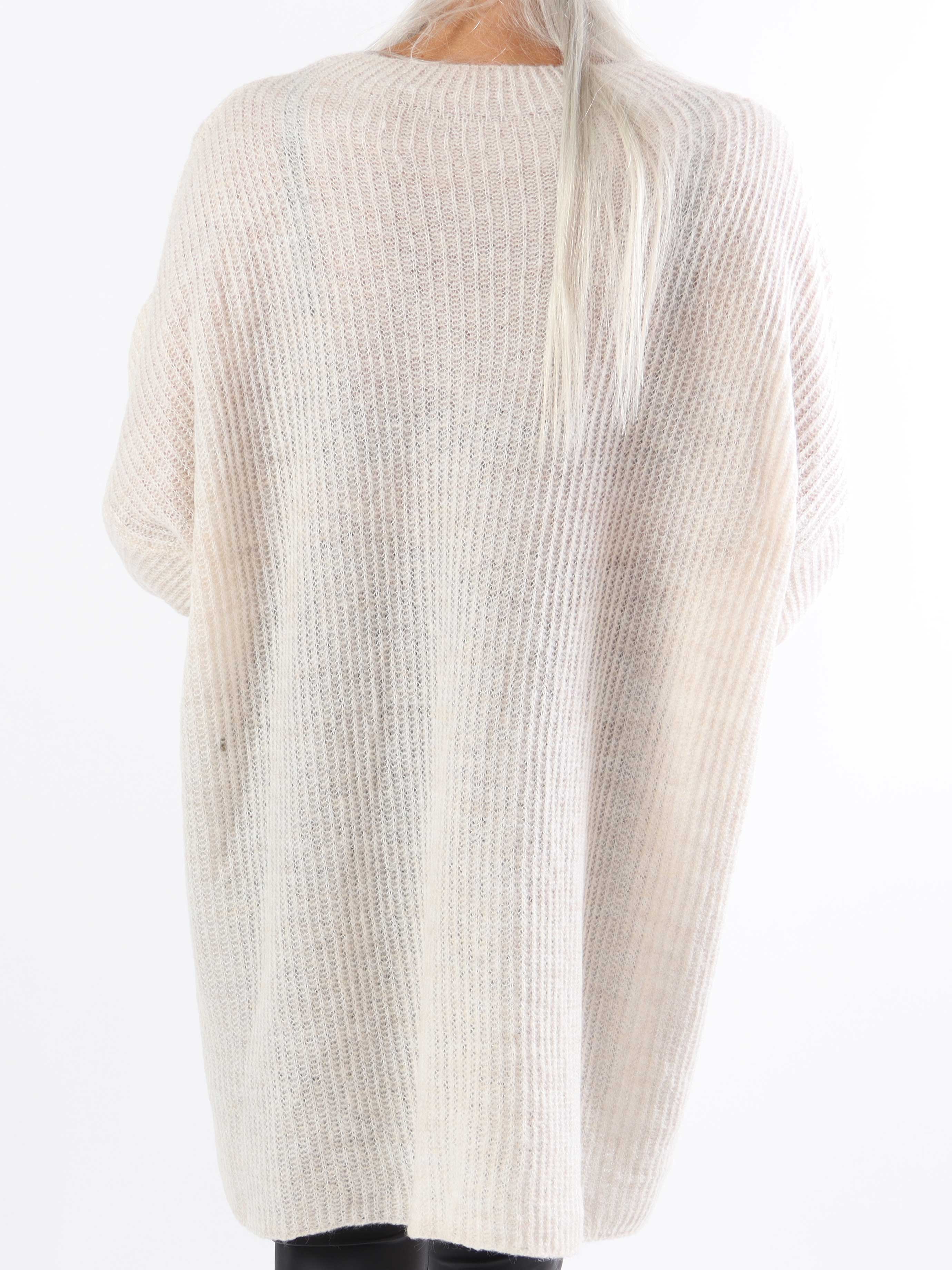 Dakota - Lang plus size strikbluse med lommer