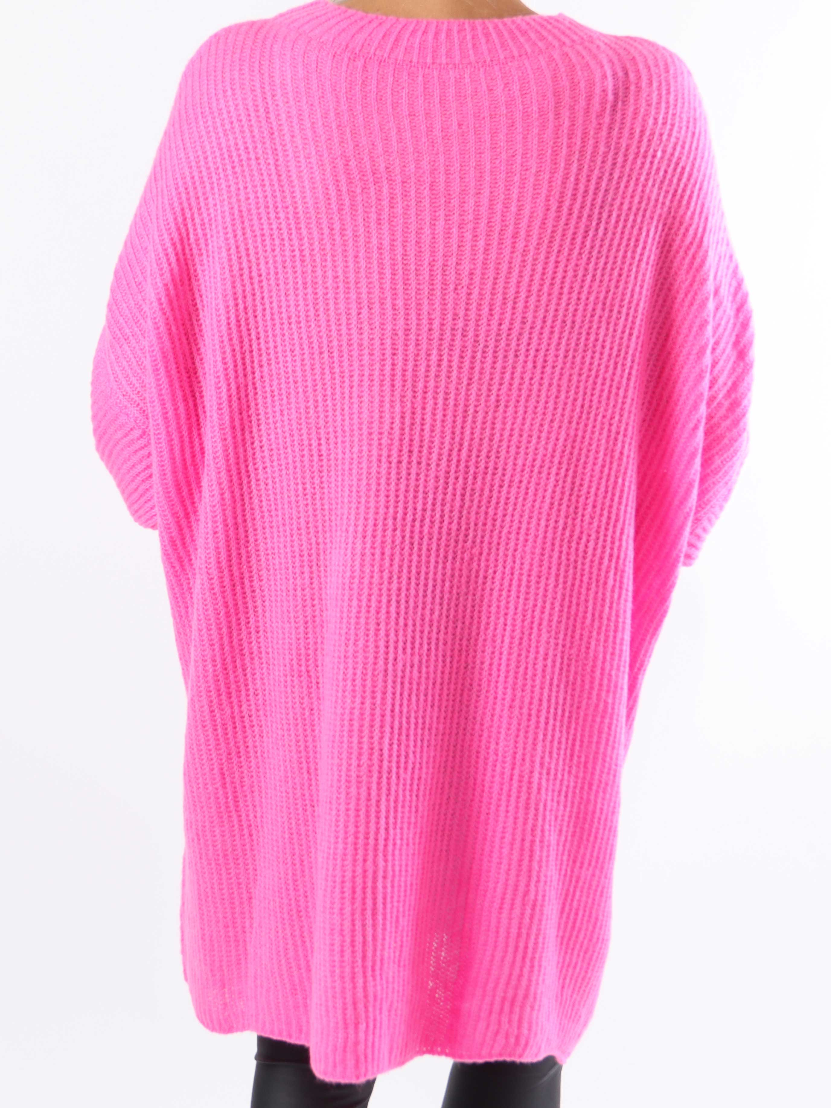 Dakota - Lang plus size strikbluse med lommer