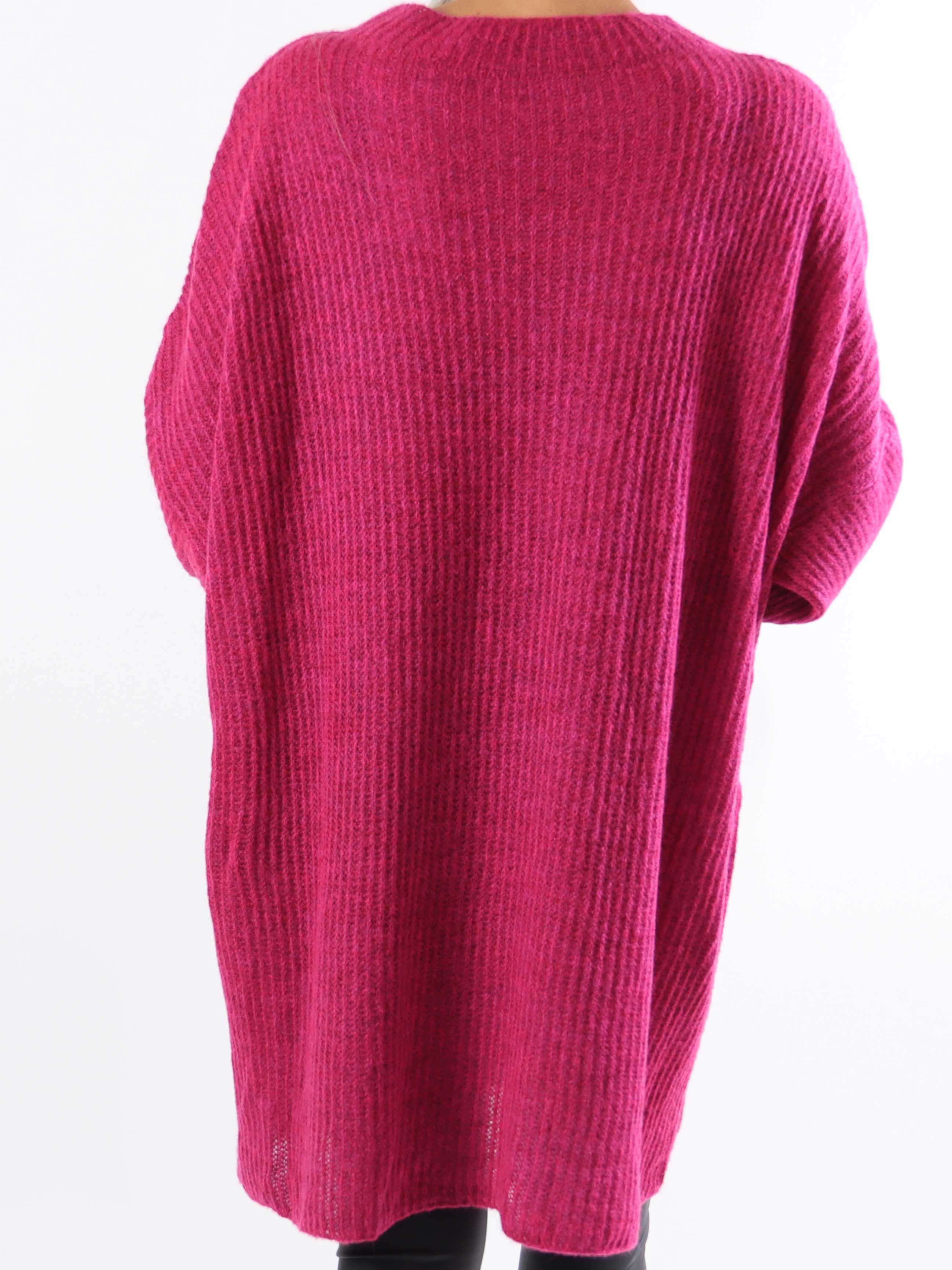 Dakota - Lang plus size strikbluse med lommer