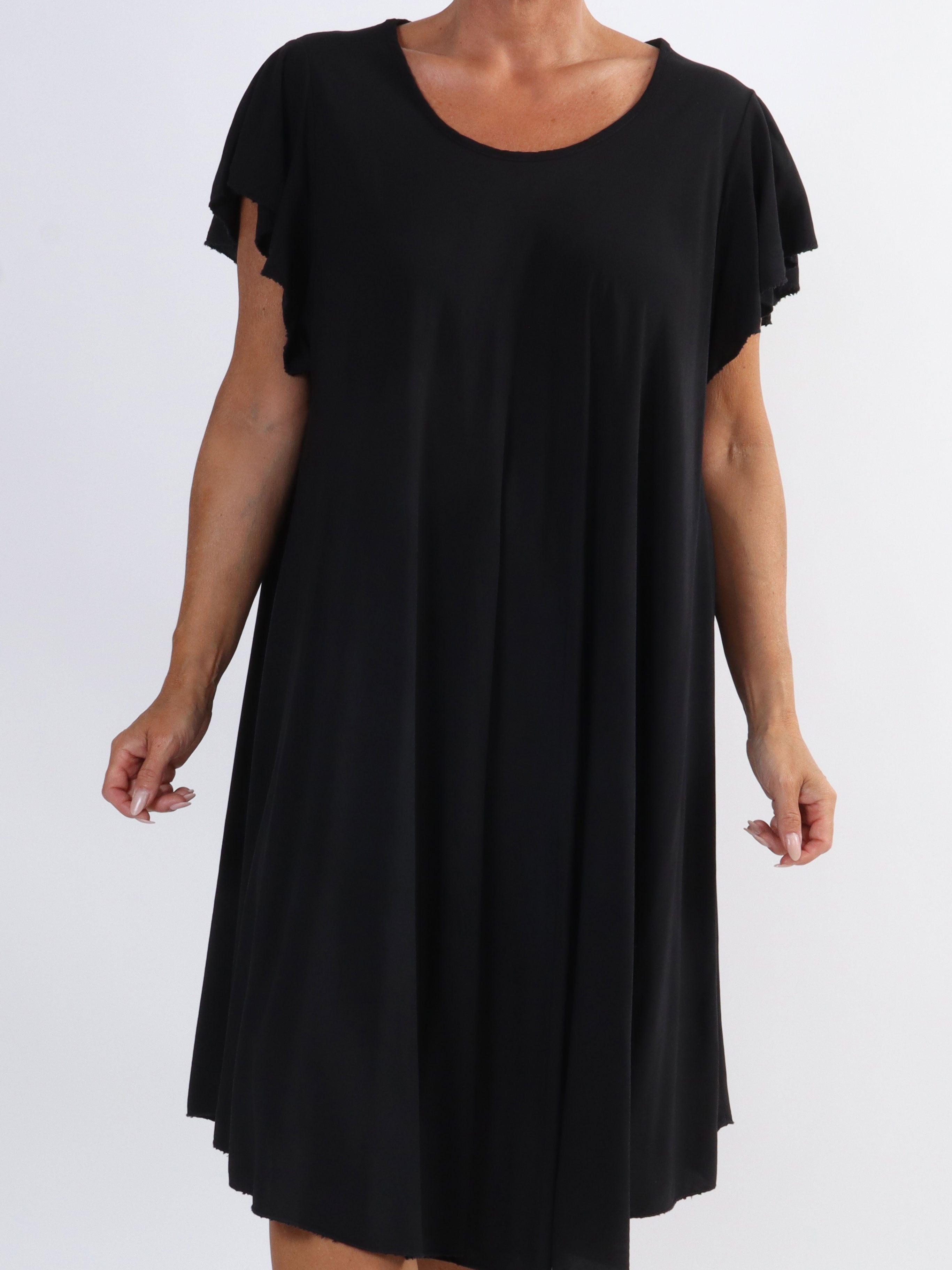 Davina - Simpel plus size kjole i viskose med t-shirt ærmer