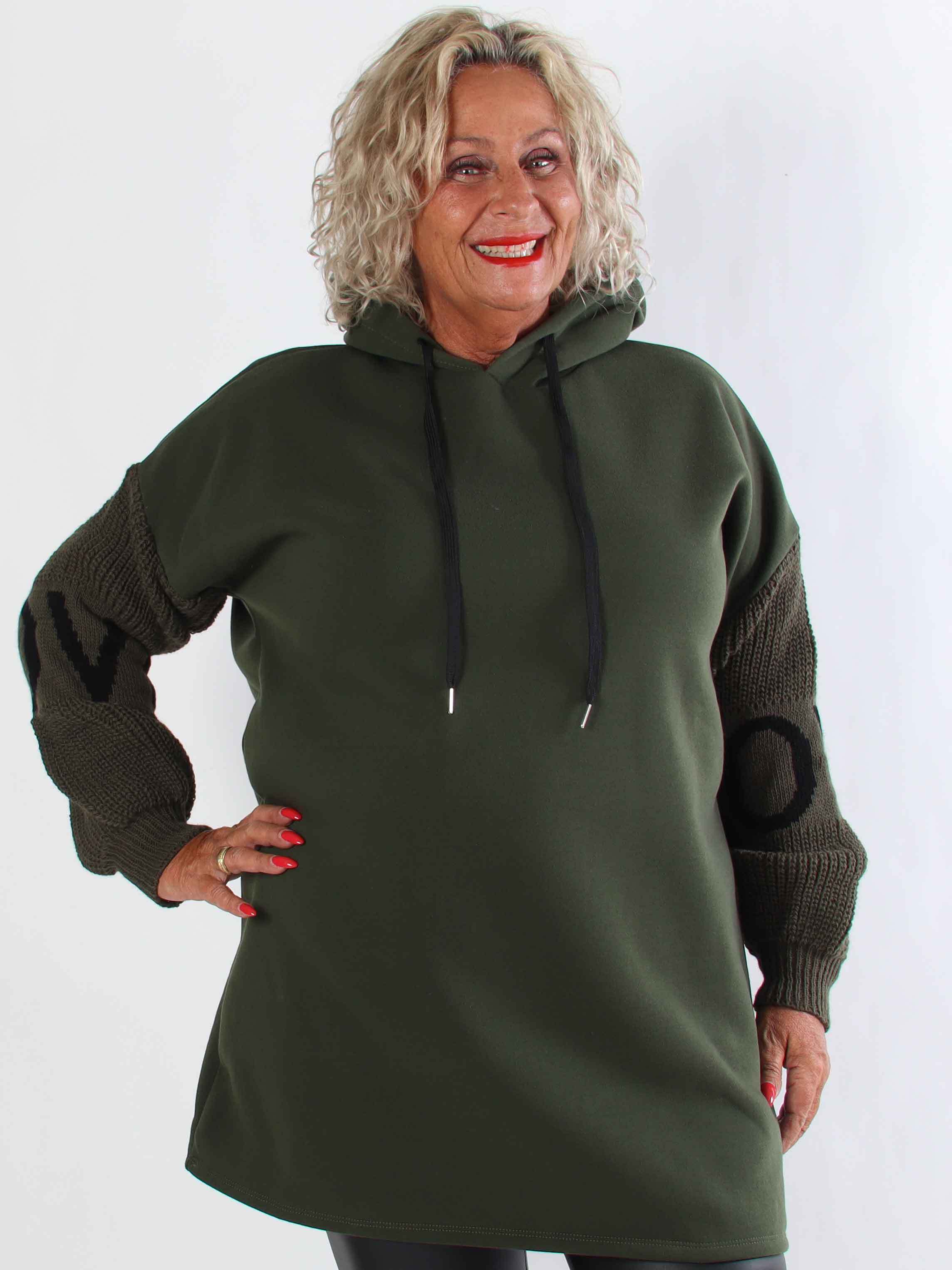 Debbie Hoodie - Plus size hoodie med strikærmer