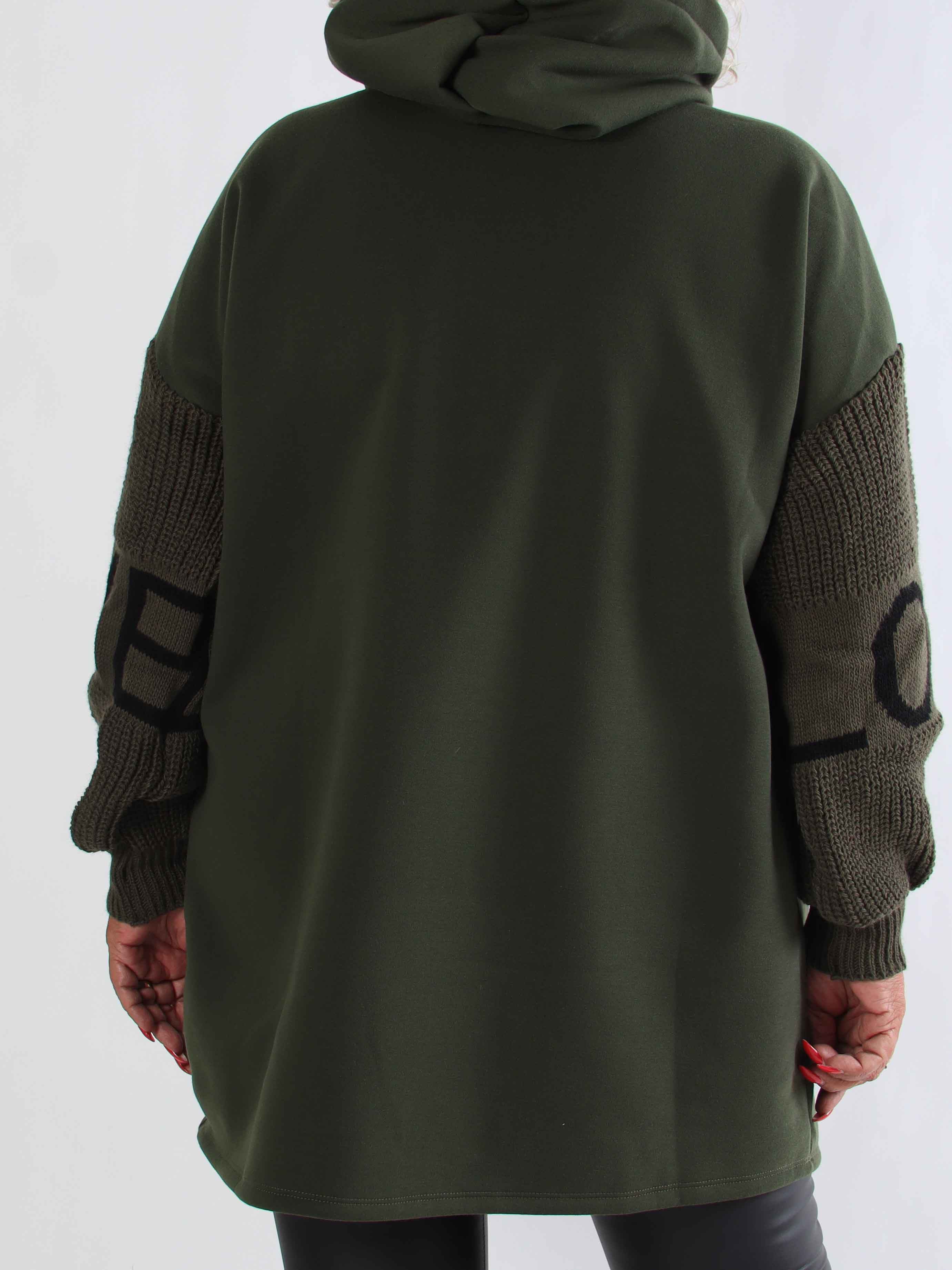 Debbie Hoodie - Plus size hoodie med strikærmer