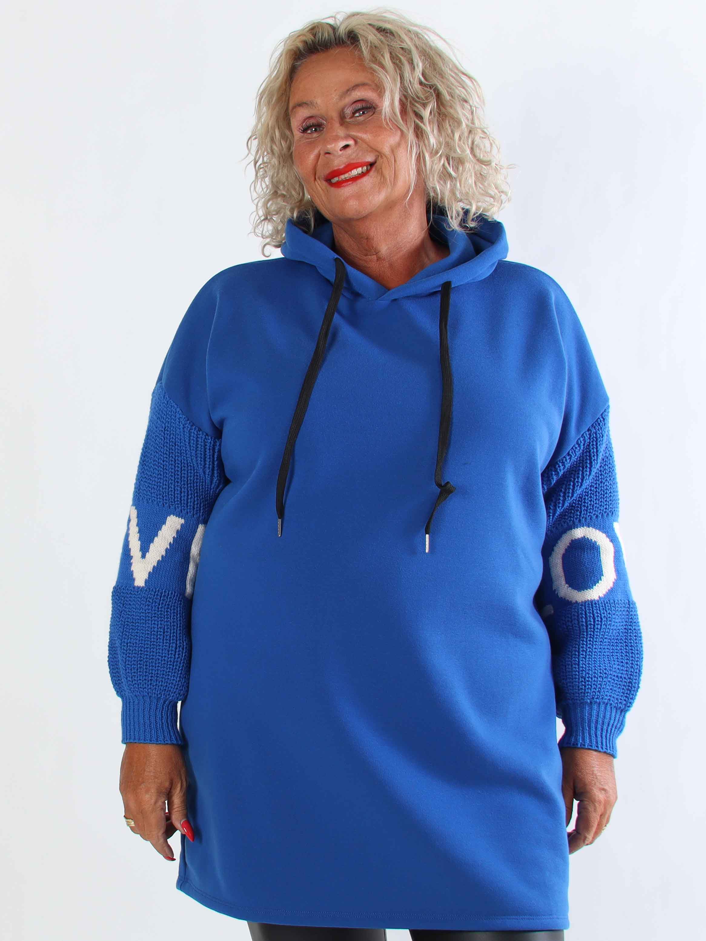 Debbie Hoodie - Plus size hoodie med strikærmer