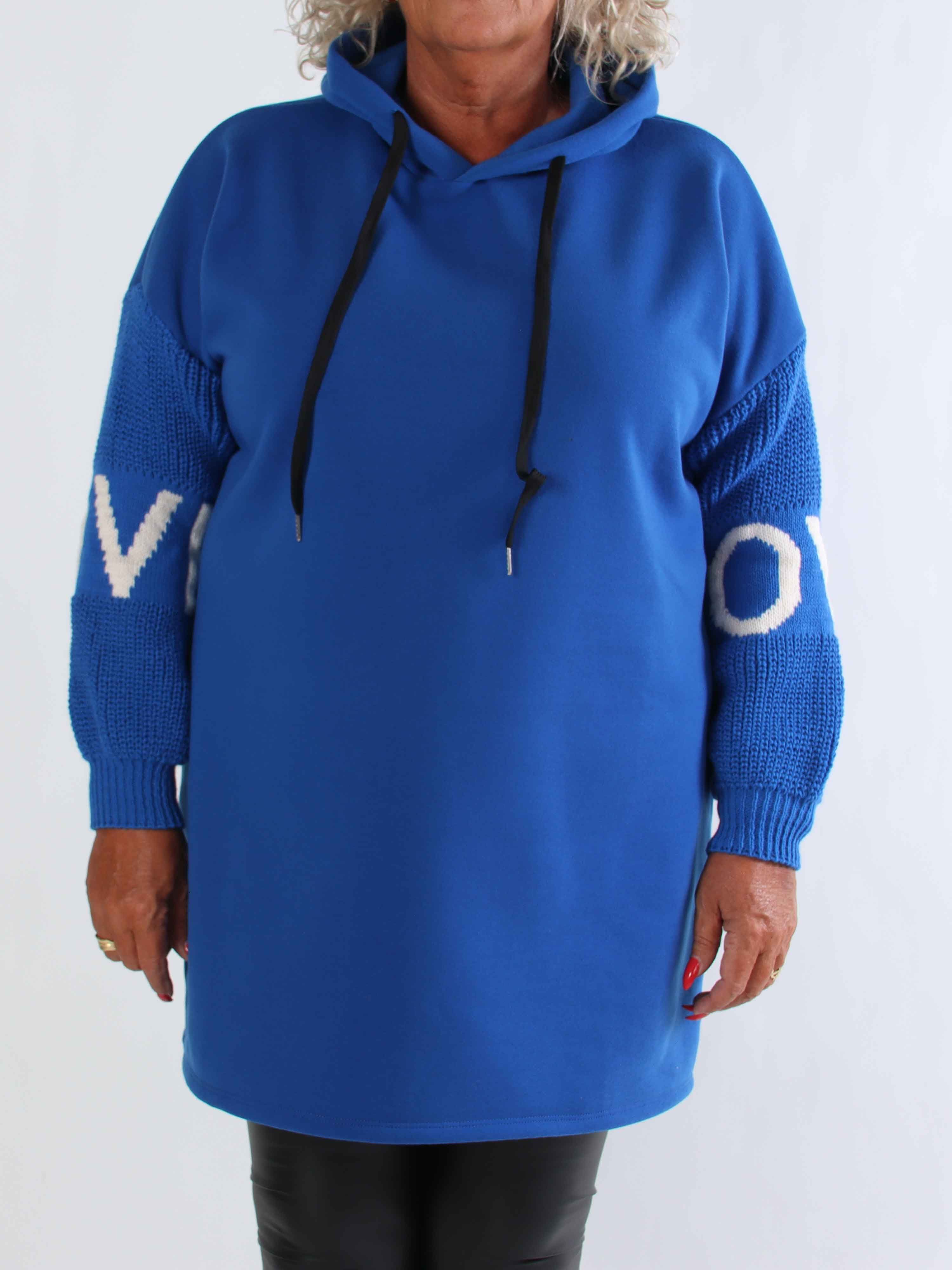 Debbie Hoodie - Plus size hoodie med strikærmer