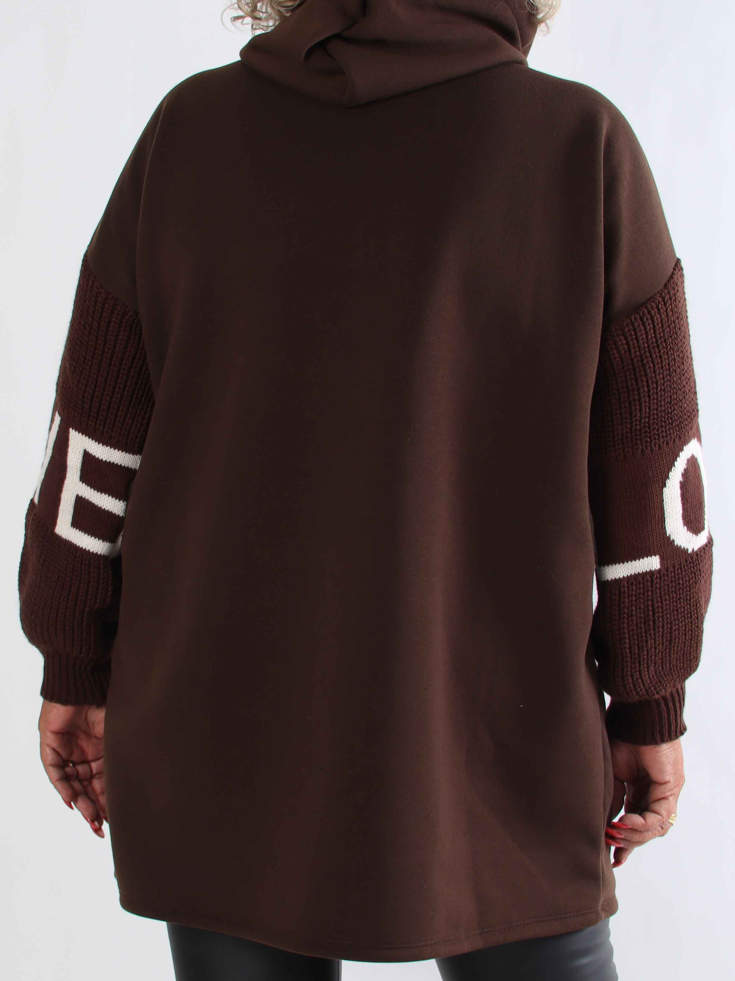 Debbie Hoodie - Plus size hoodie med strikærmer